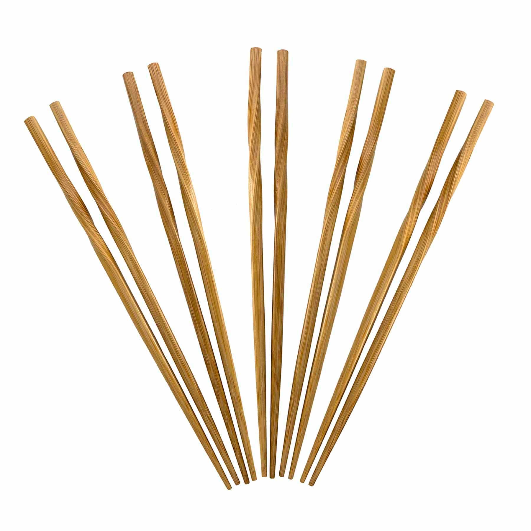 "Twist" Reusable Bamboo Chopsticks, 5 Pairs