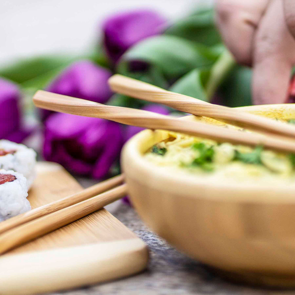"Twist" Reusable Bamboo Chopsticks, 5 Pairs