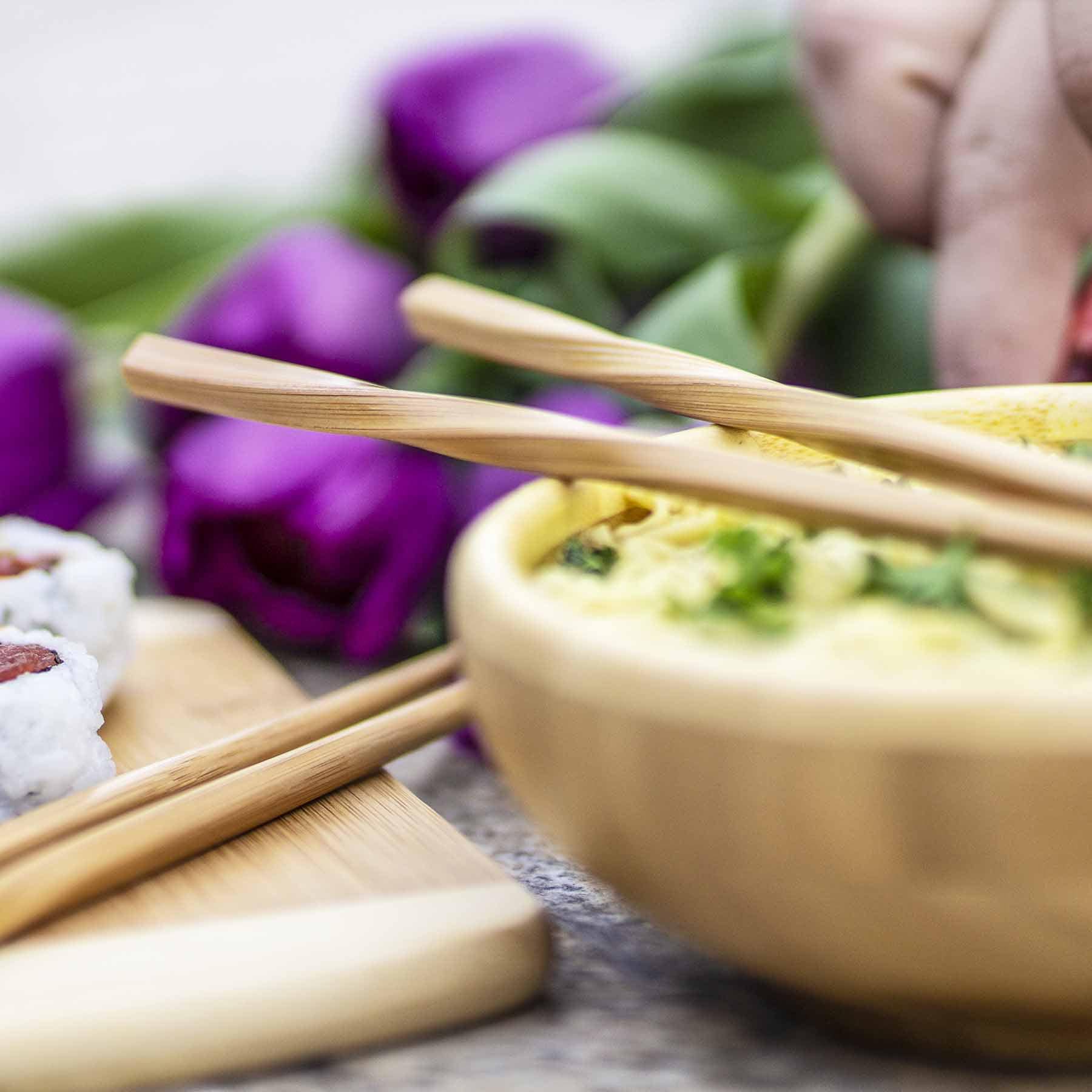 "Twist" Reusable Bamboo Chopsticks, 5 Pairs