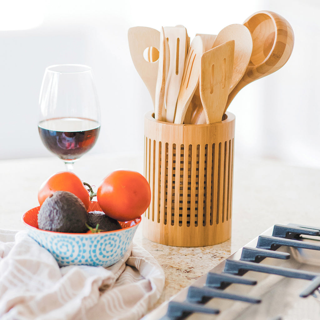 Lattice Bamboo Utensil Holder