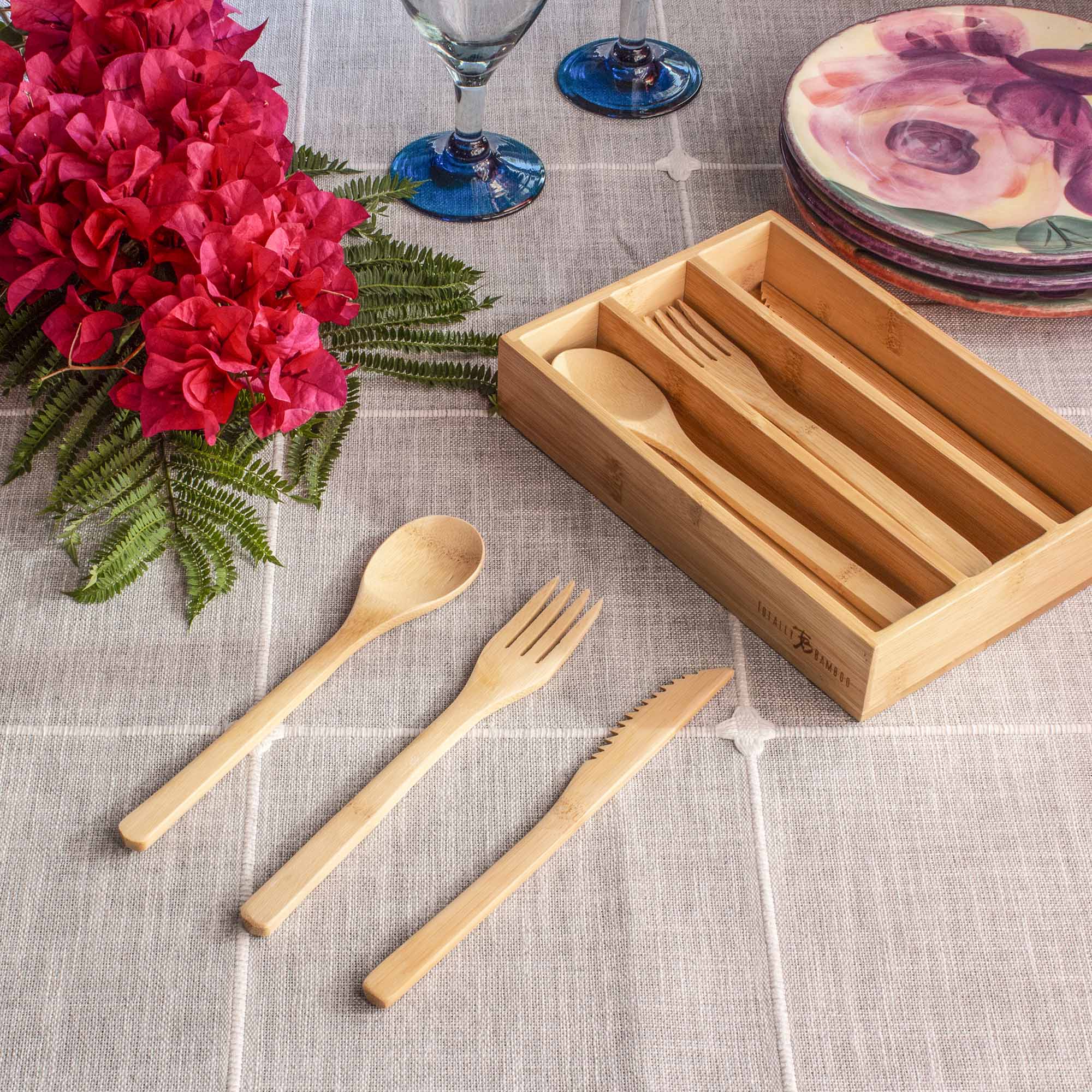 12-Pc. Reusable Bamboo Flatware Set with Storage Case