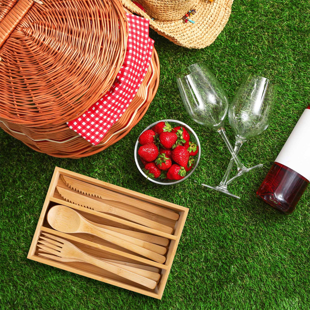 12-Pc. Reusable Bamboo Flatware Set with Storage Case