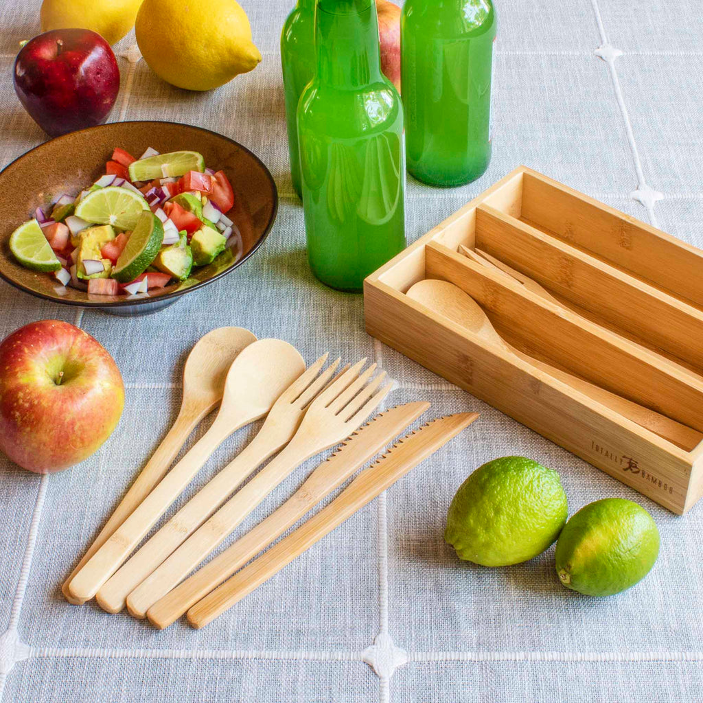 12-Pc. Reusable Bamboo Flatware Set with Storage Case