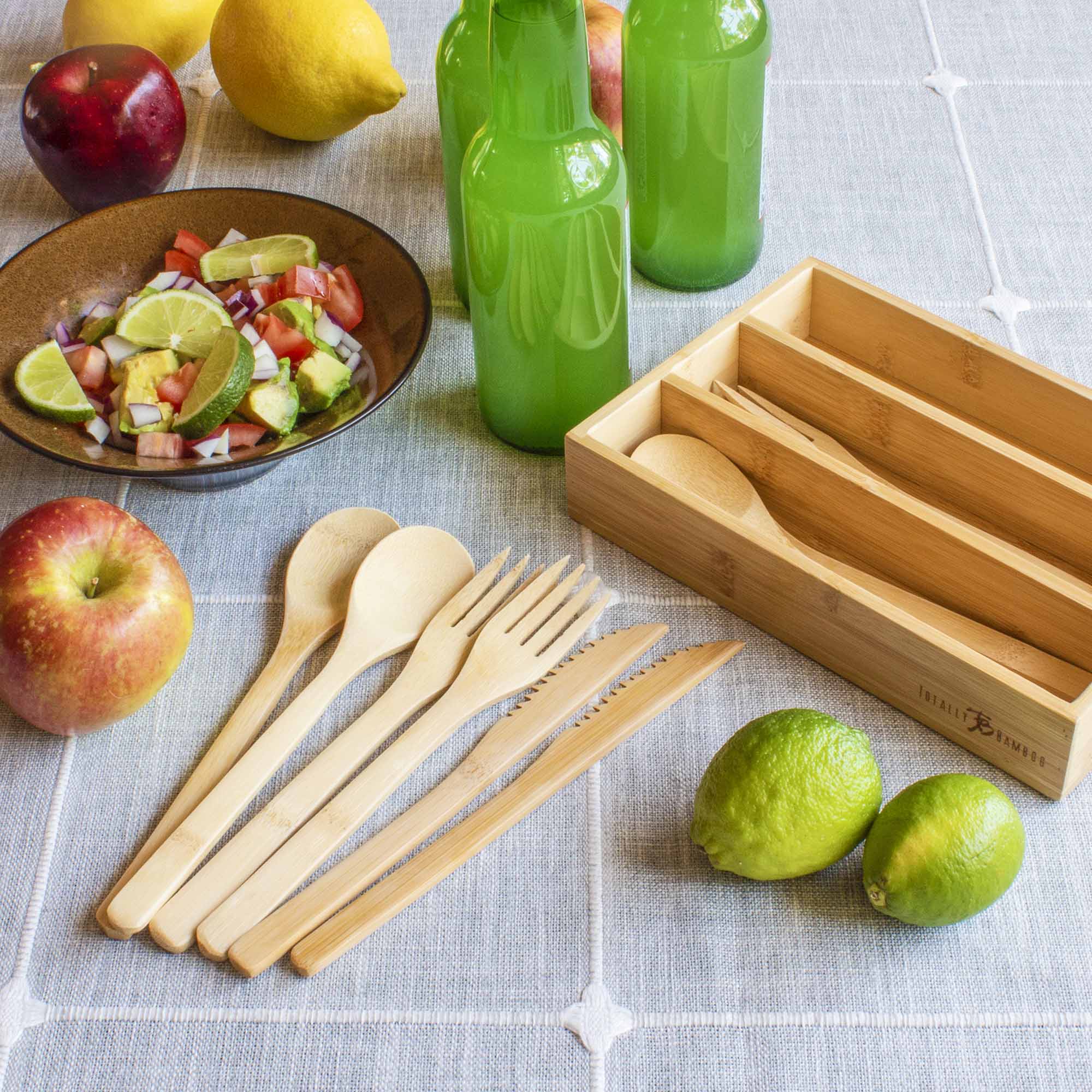 12-Pc. Reusable Bamboo Flatware Set with Storage Case