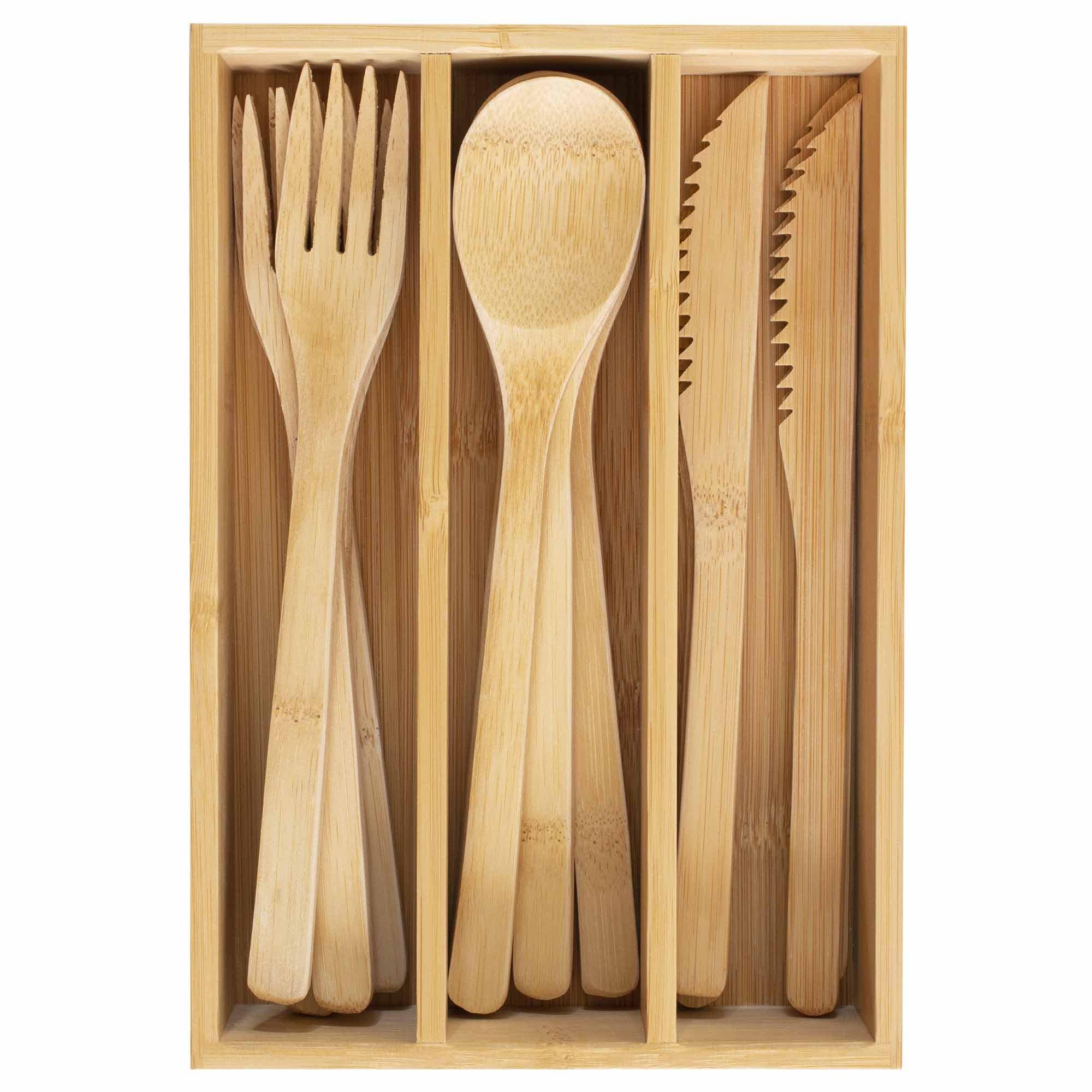12-Pc. Reusable Bamboo Flatware Set with Storage Case