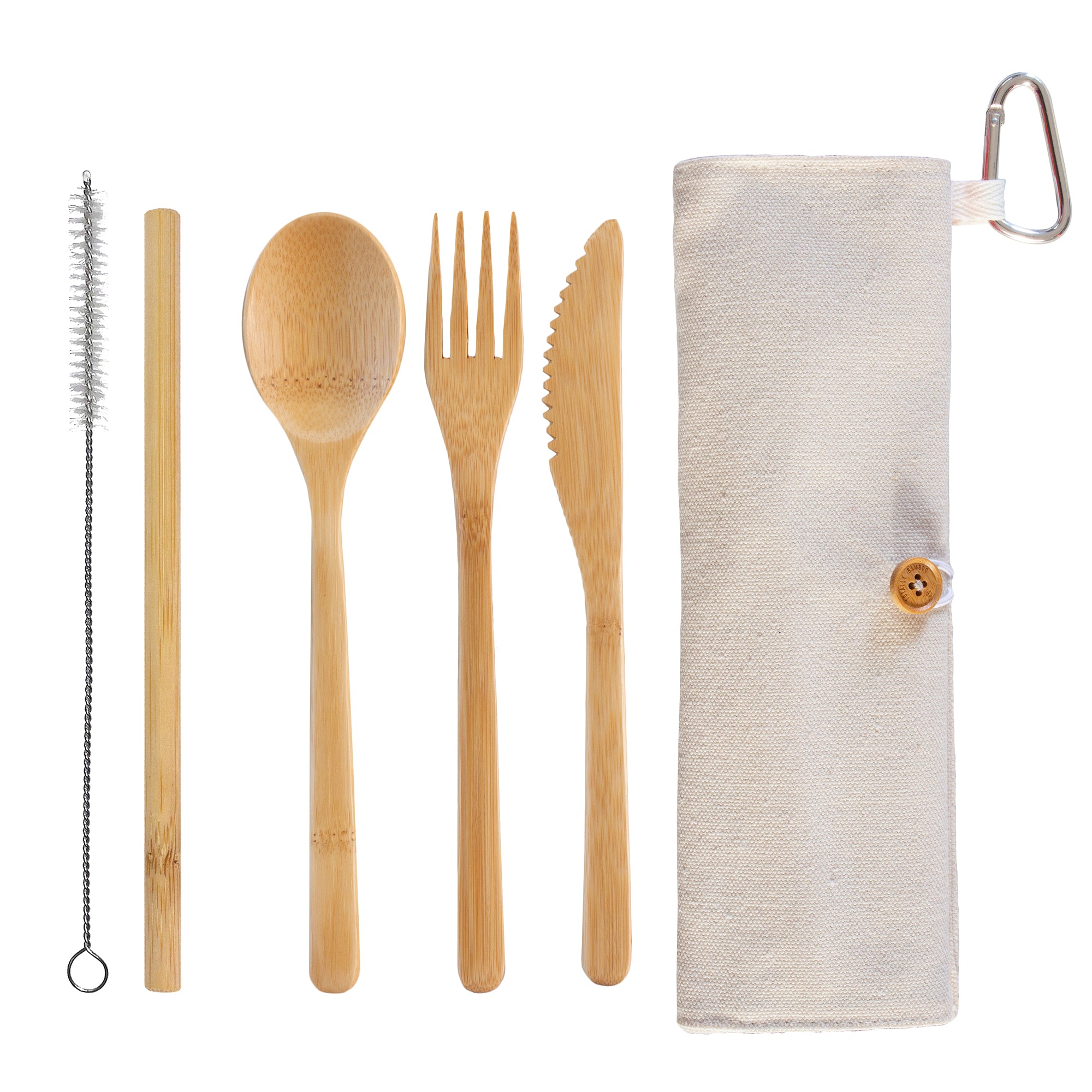 Take along Bamboo Utensil with Case WHITE