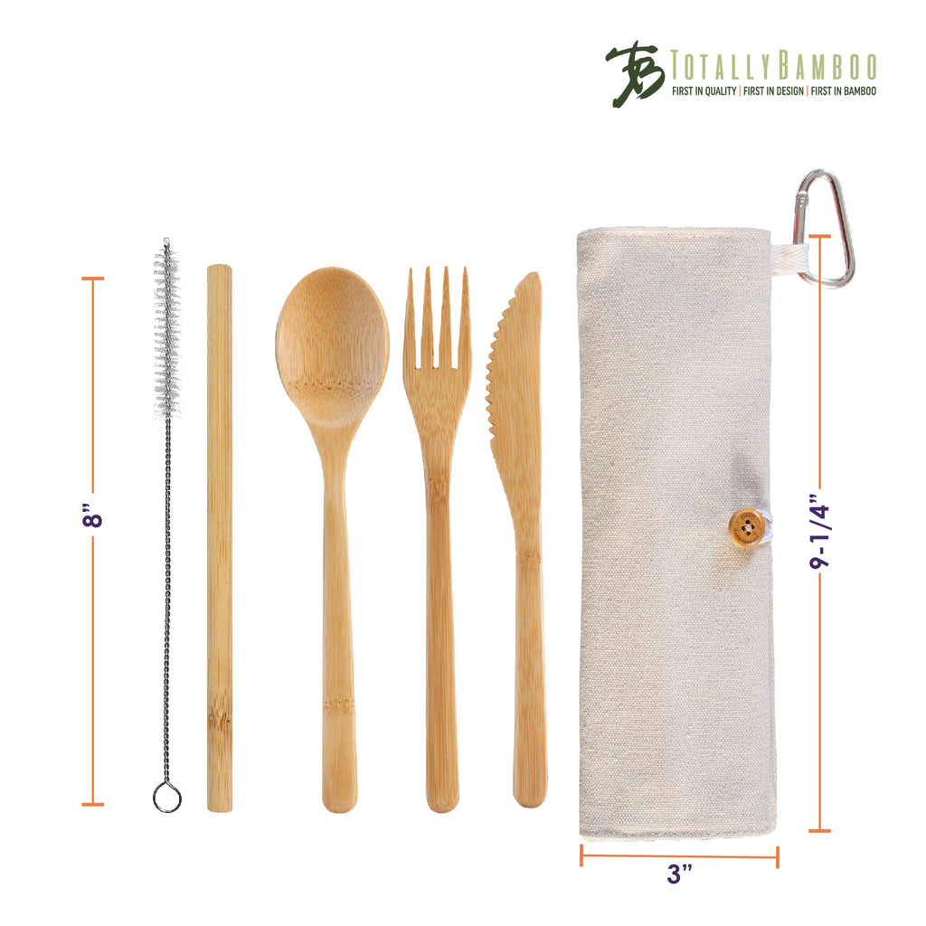 Take along Bamboo Utensil with Case WHITE