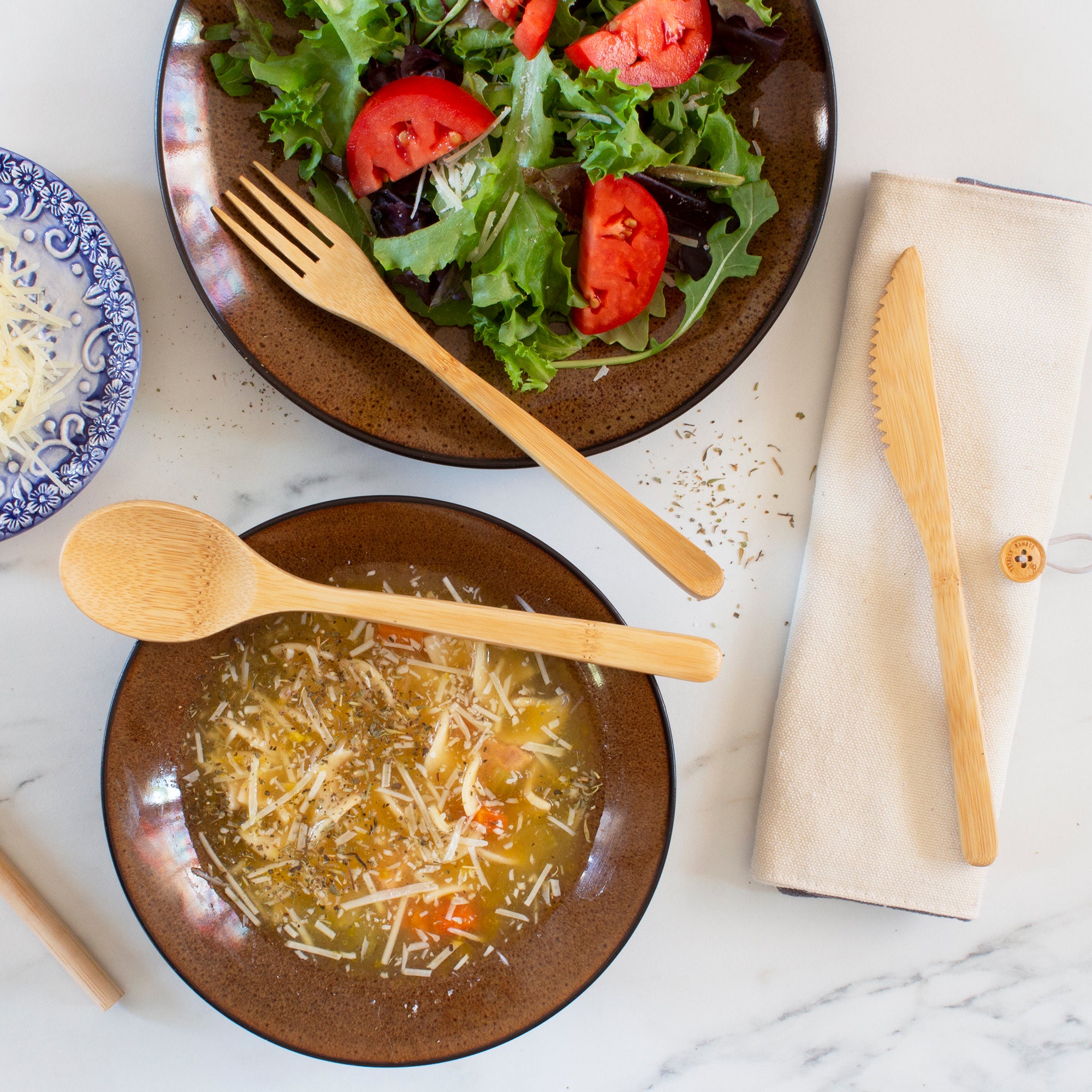 Take along Bamboo Utensil with Case WHITE