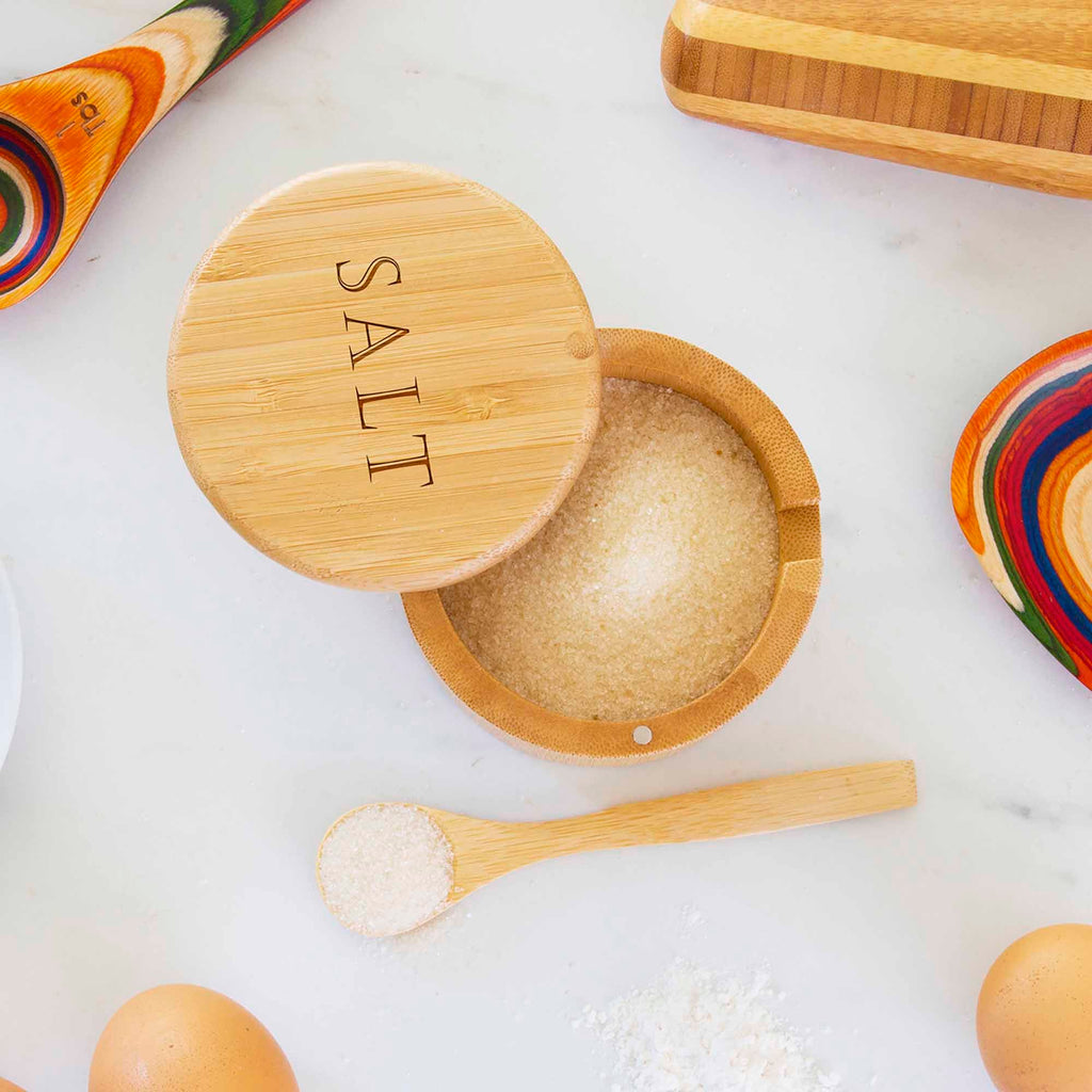 "Salt" Engraved Little Dipper Salt Cellar with Salt Spoon