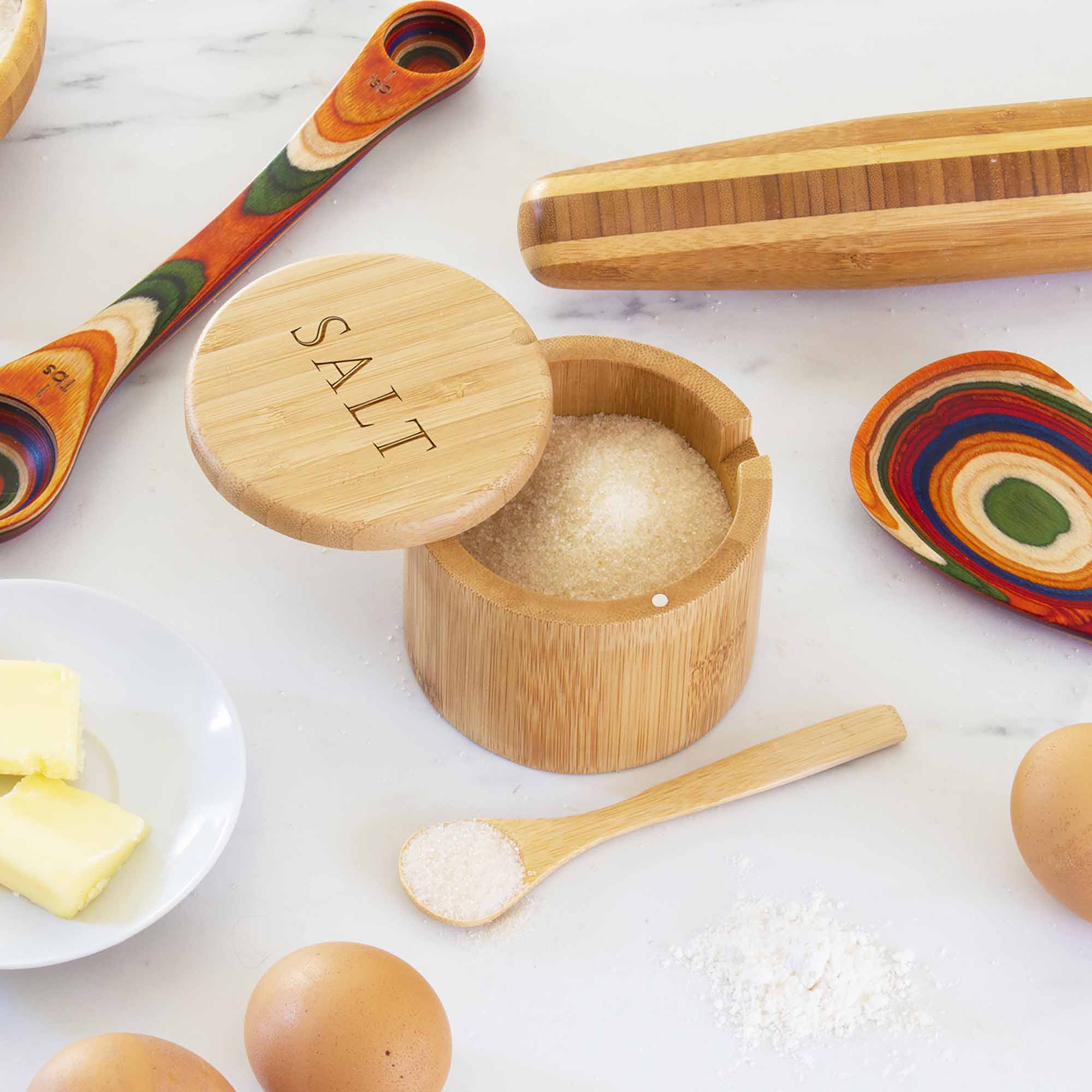 "Salt" Engraved Little Dipper Salt Cellar with Salt Spoon