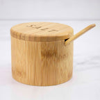 "Salt" Engraved Little Dipper Salt Cellar with Salt Spoon