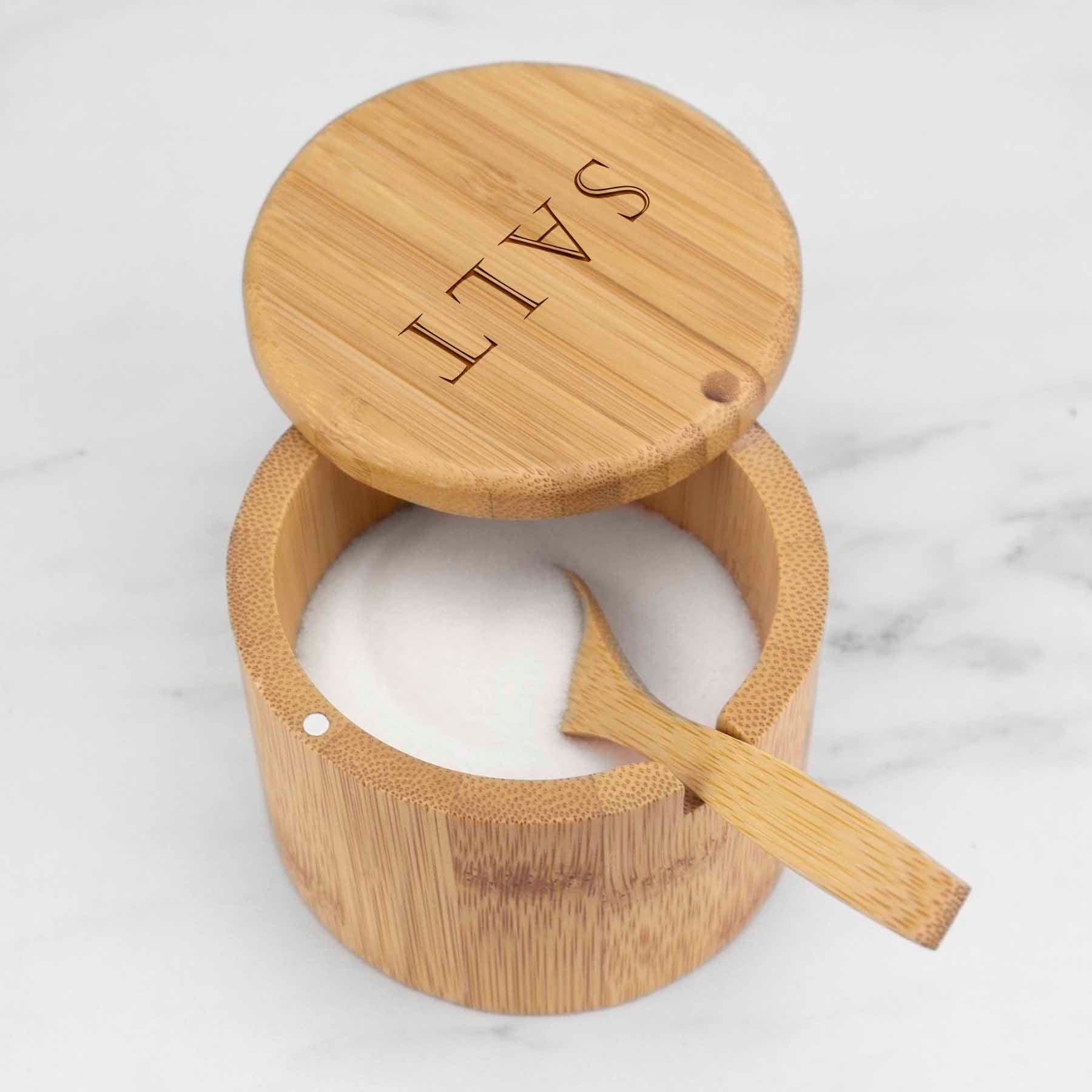 "Salt" Engraved Little Dipper Salt Cellar with Salt Spoon