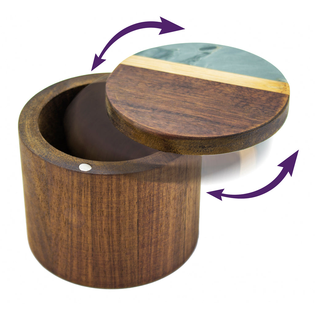 Totally Bamboo Rock & Branch Series Slate and Acacia Salt & Storage Box