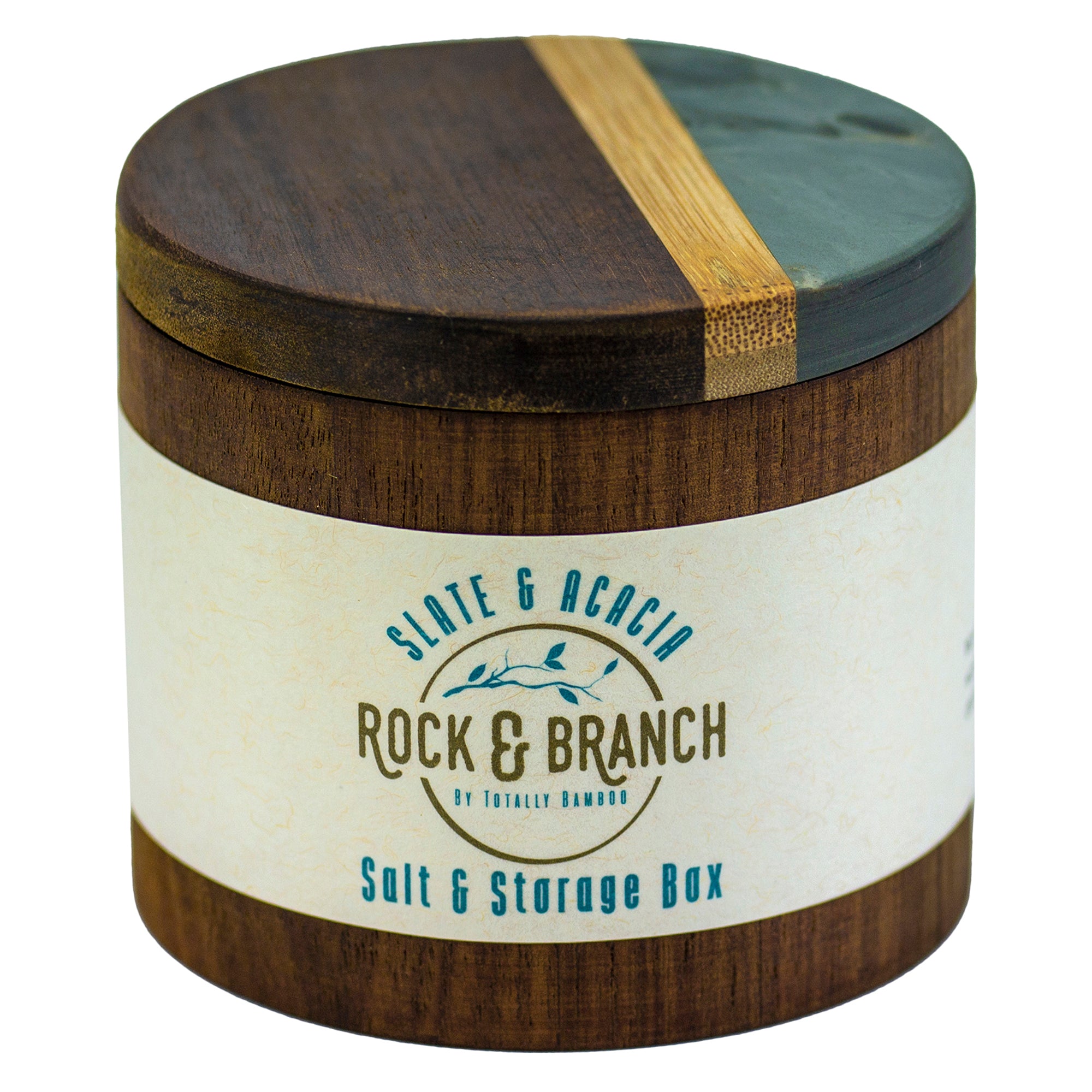 Totally Bamboo Rock & Branch Series Slate and Acacia Salt & Storage Box