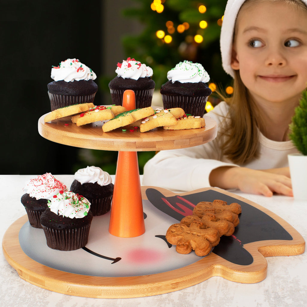Snowman 2-Tiered Cupcake Stand