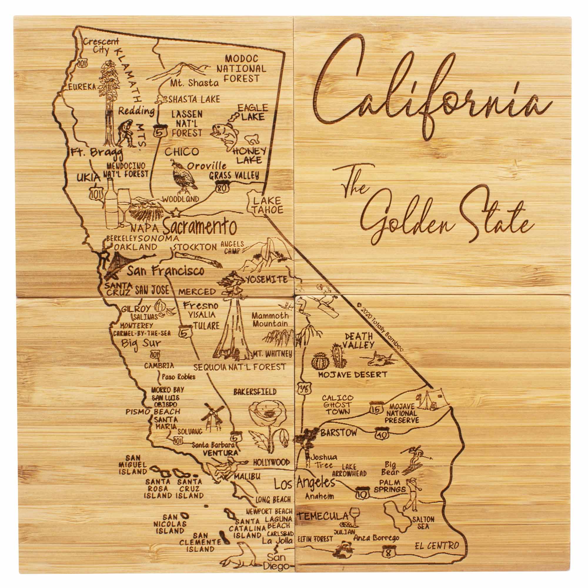 4-Piece California Puzzle Coaster Set with Case