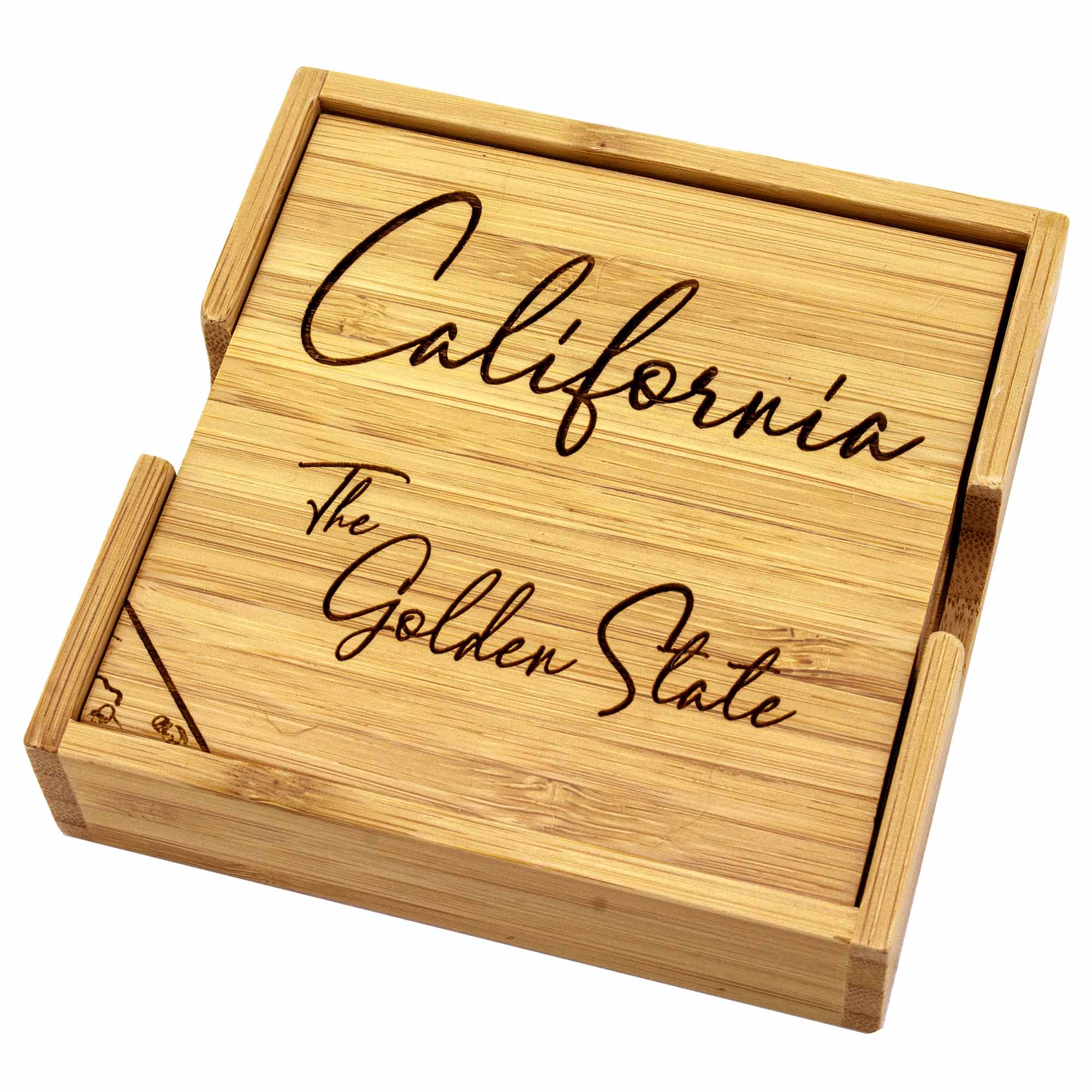 4-Piece California Puzzle Coaster Set with Case