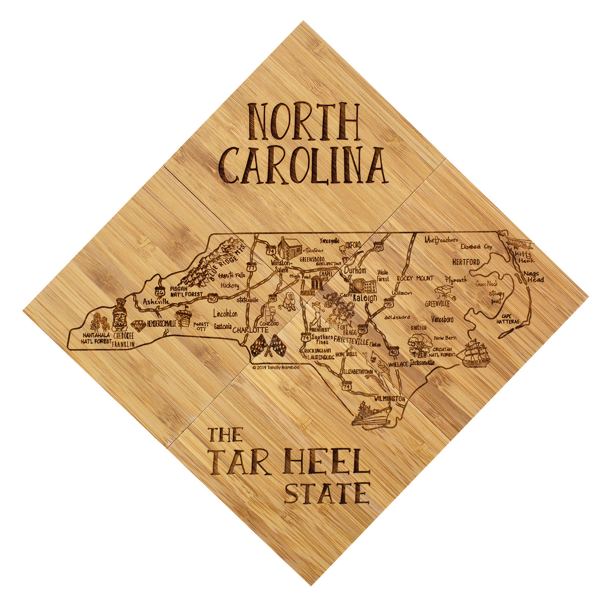 4-Piece North Carolina Puzzle Coaster Set with Case