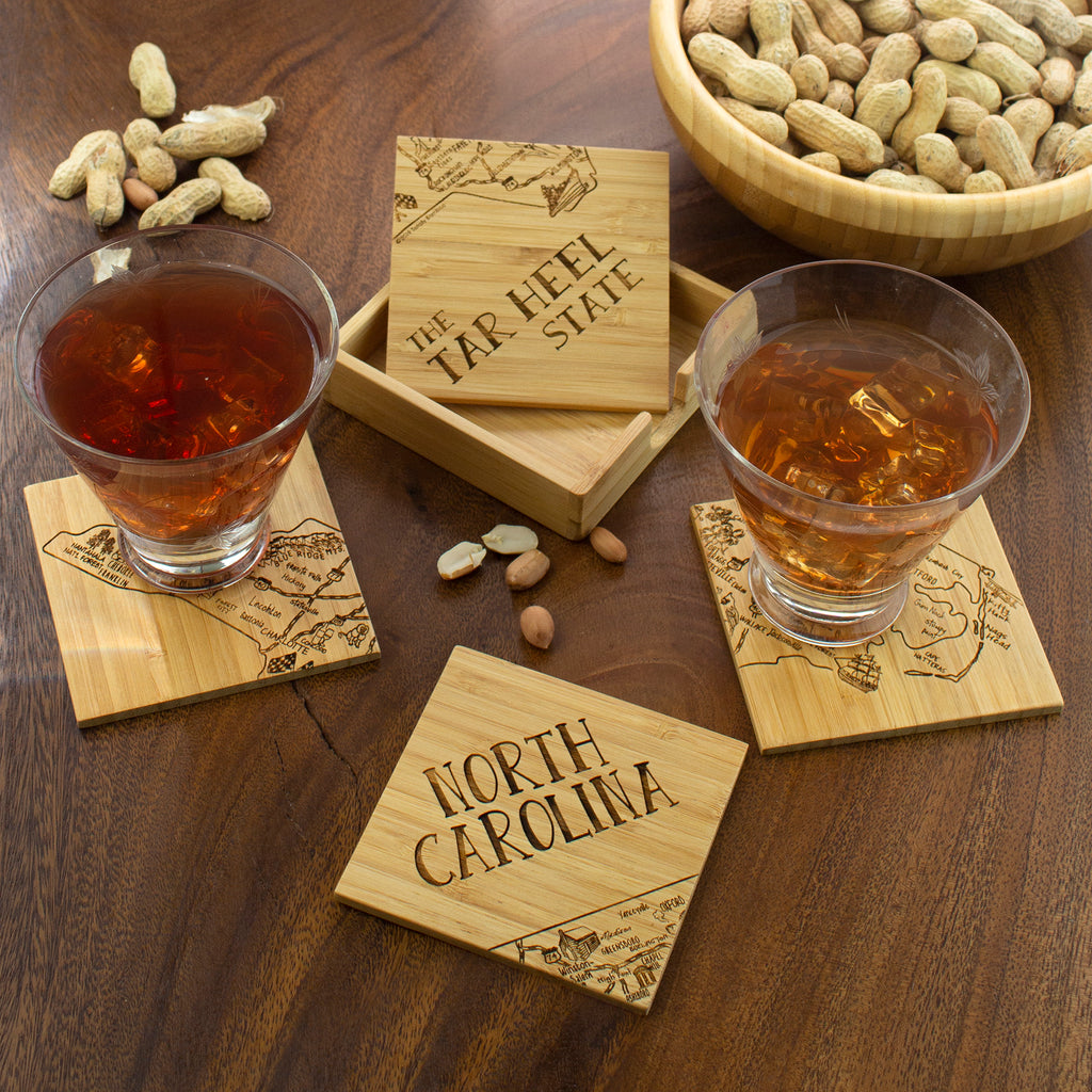 4-Piece North Carolina Puzzle Coaster Set with Case