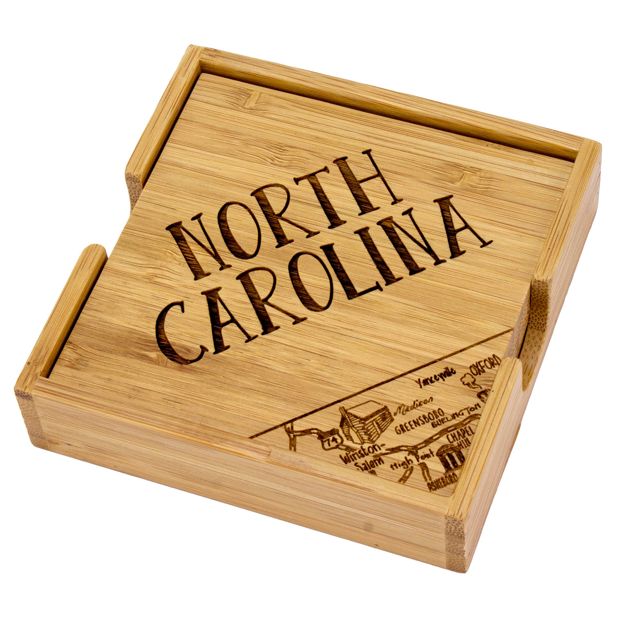 4-Piece North Carolina Puzzle Coaster Set with Case