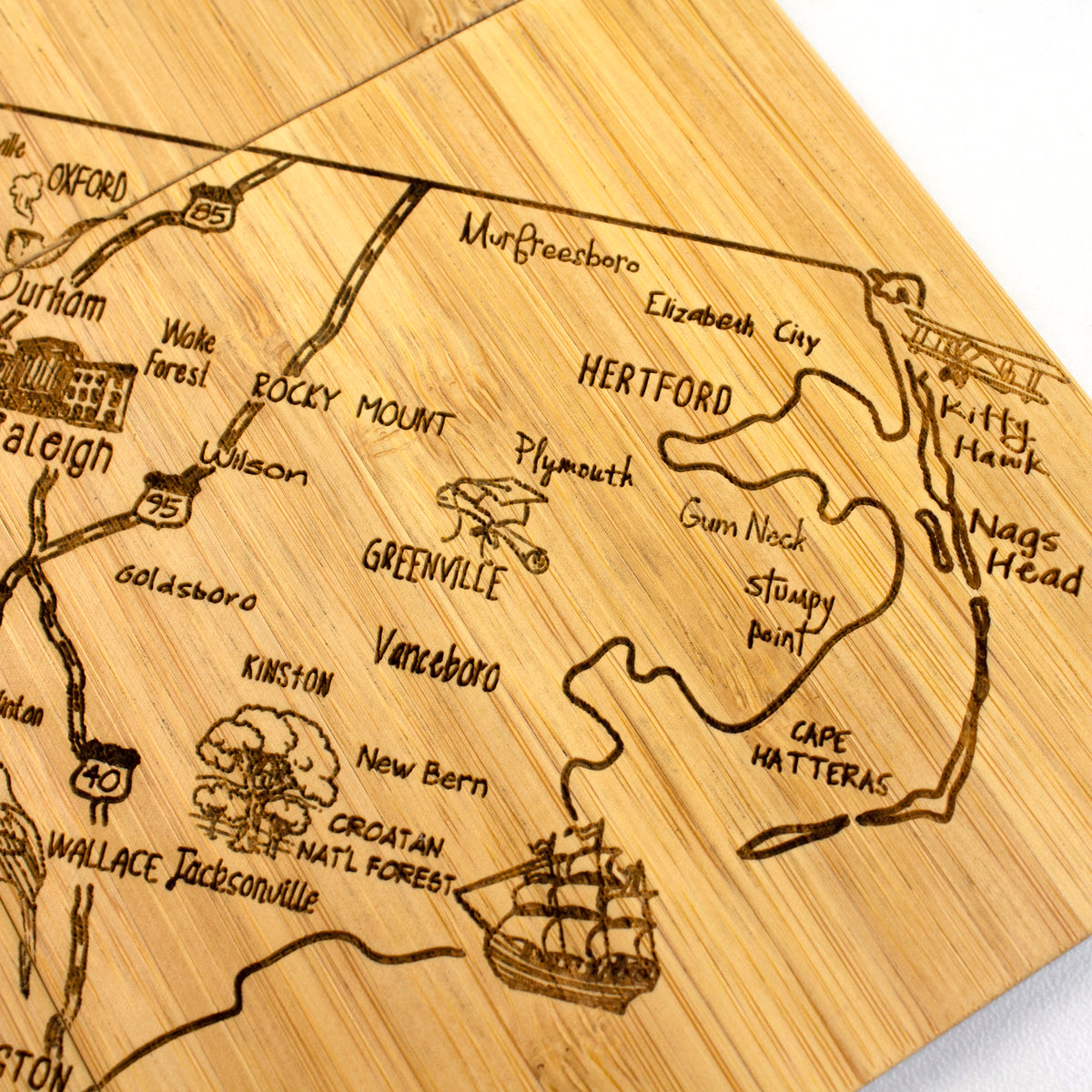 4-Piece North Carolina Puzzle Coaster Set with Case
