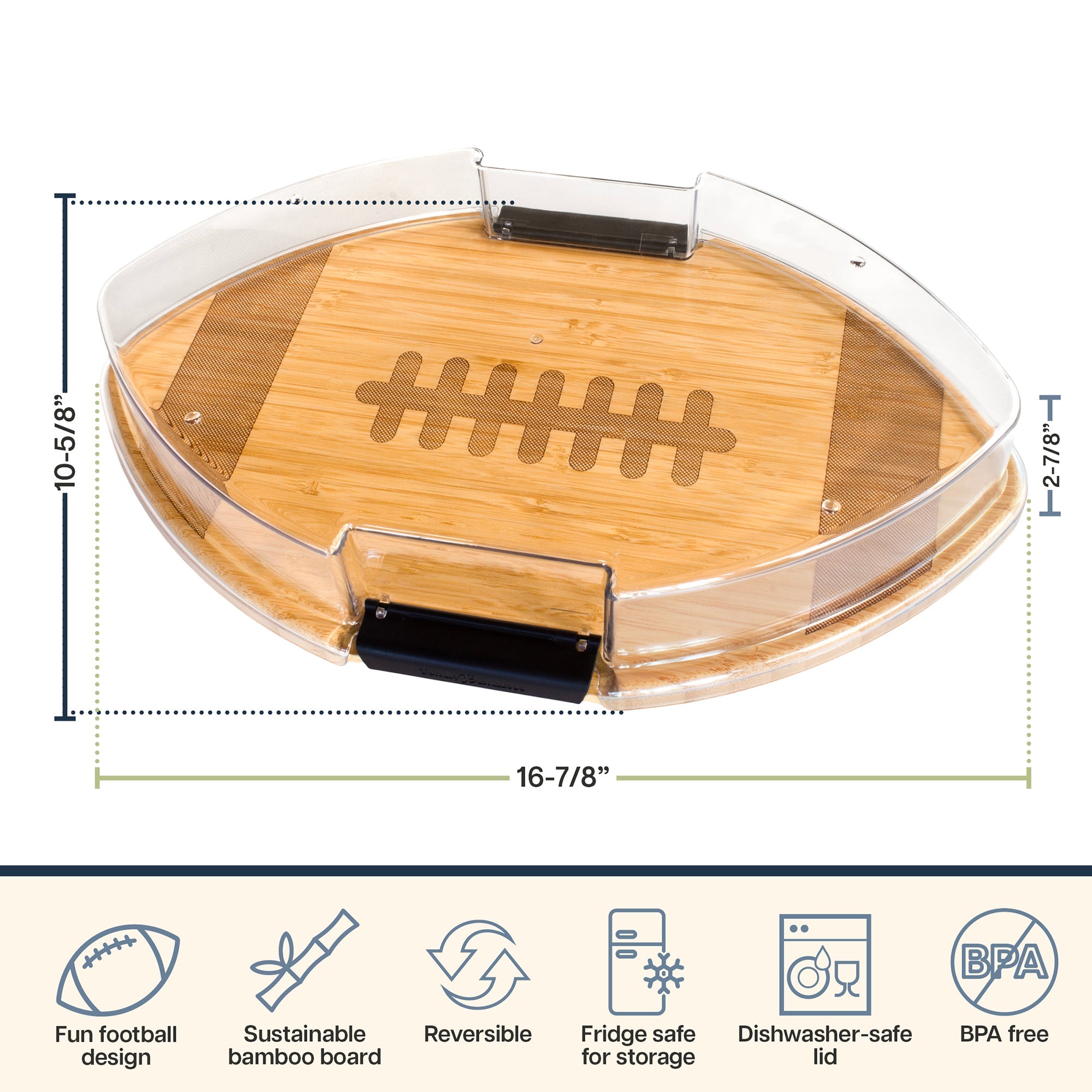 Flip, Serve & Store™ Football Charcuterie Board with Locking Lid