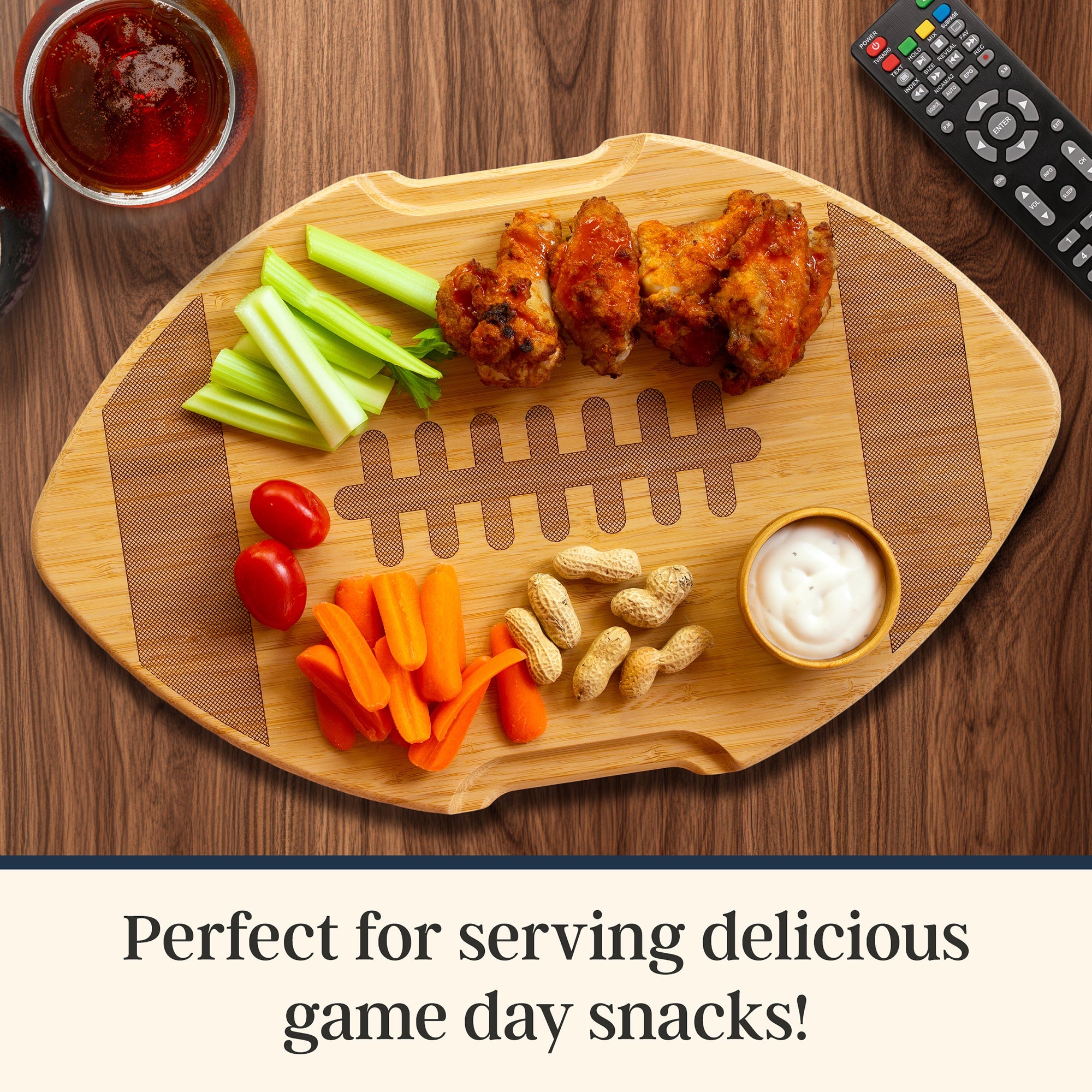 Flip, Serve & Store™ Football Charcuterie Board with Locking Lid