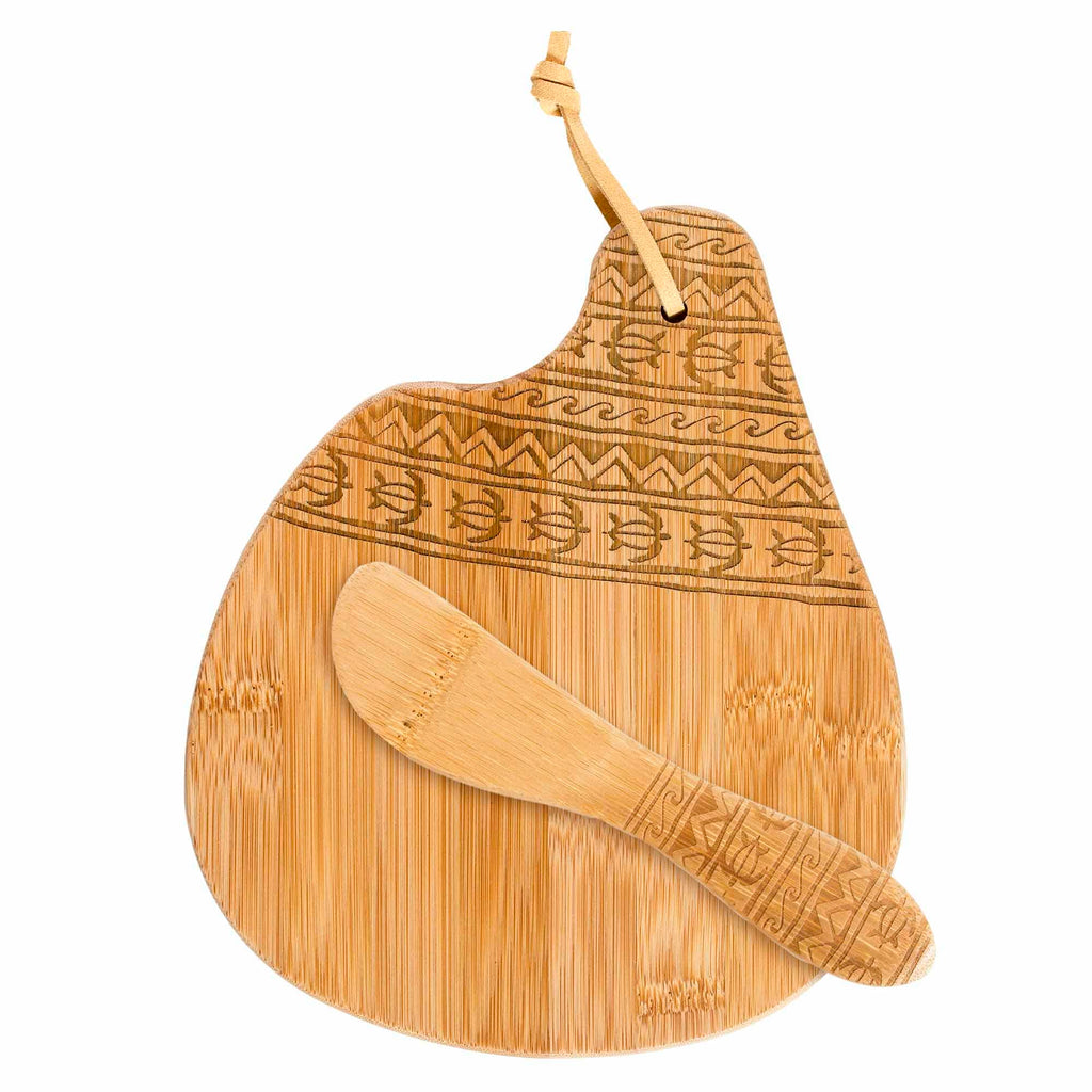 "Tonga" Serving Board with Spreader Knife, 7-1/8" x 8-1/2"