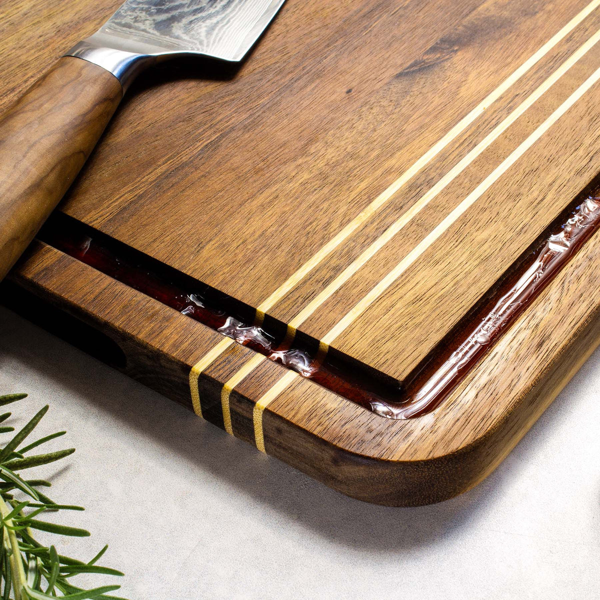 Rock & Branch® Acacia Wood Pinstripe Cutting Board, 14" x 11"