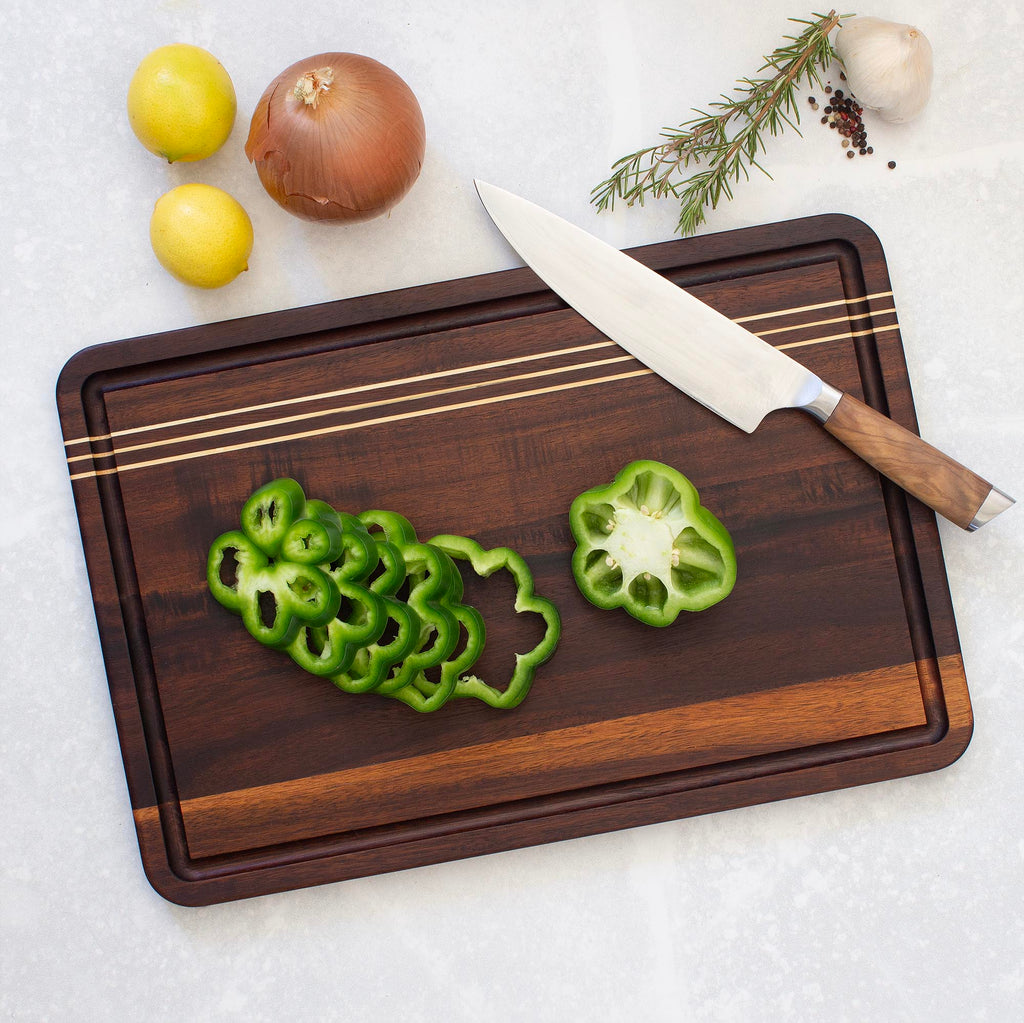 Rock & Branch® Acacia Wood Pinstripe Cutting Board, 18-1/8" x 12-1/8"