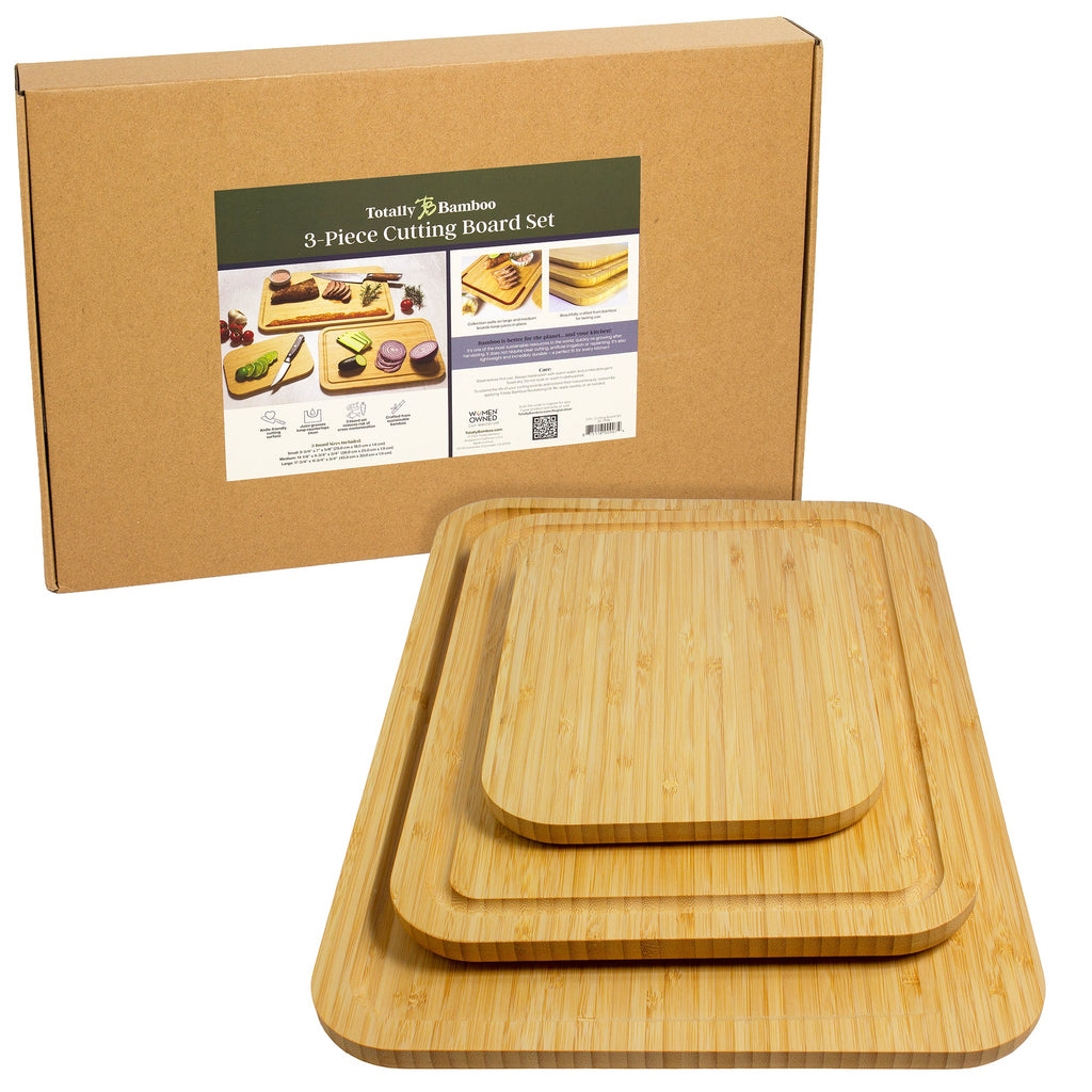 3-Piece Cutting Board Set with Juice Grooves