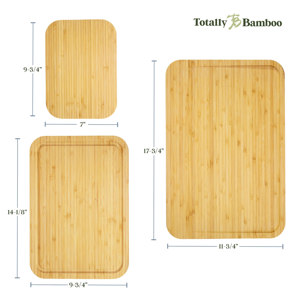 3-Piece Cutting Board Set with Juice Grooves