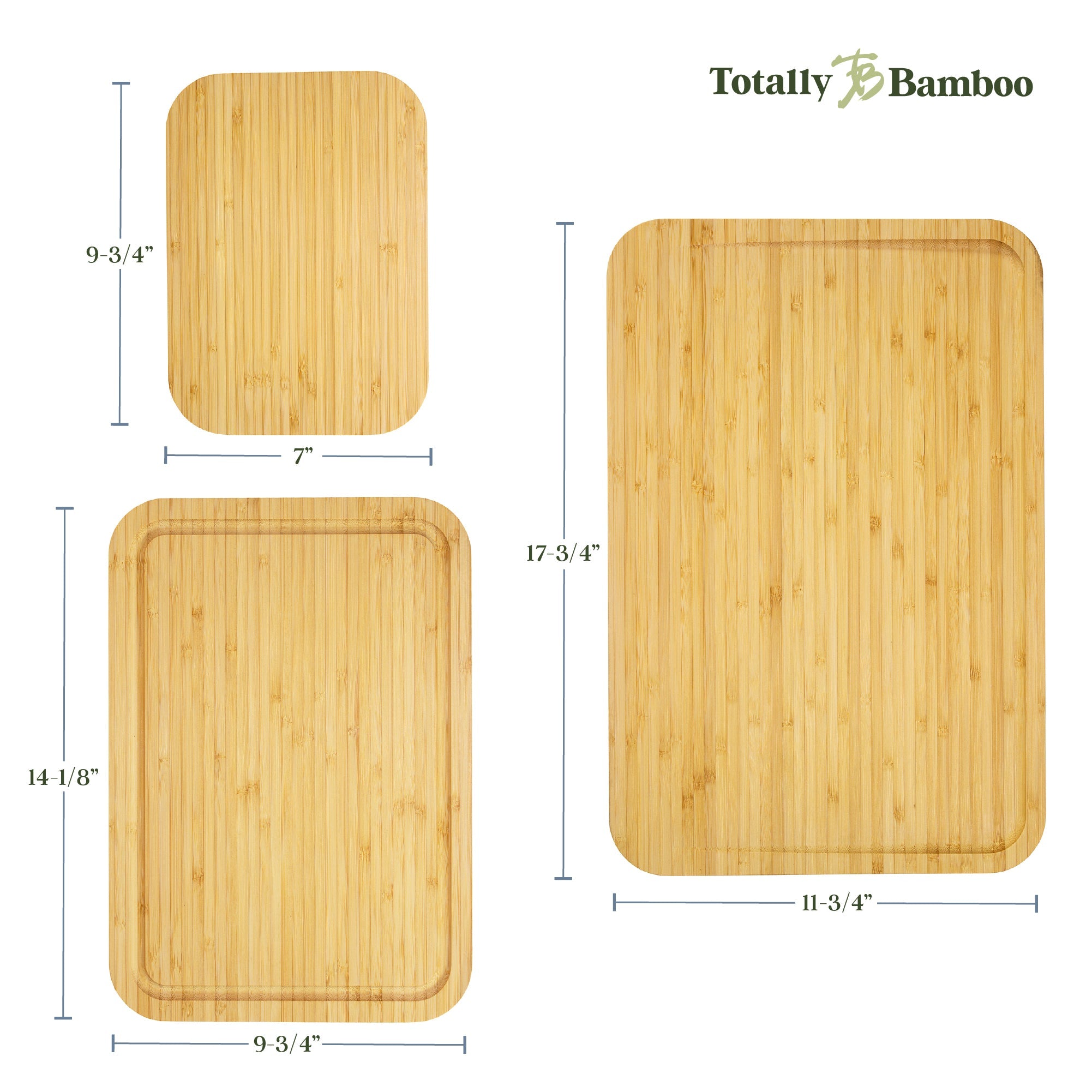 3-Piece Cutting Board Set with Juice Grooves
