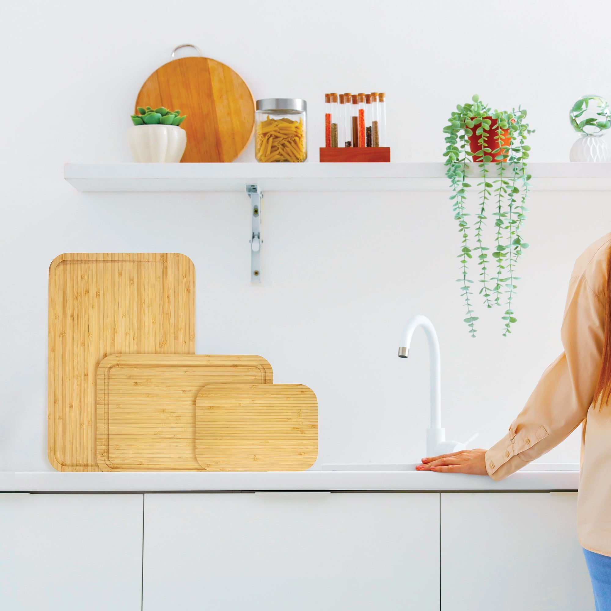 3-Piece Cutting Board Set with Juice Grooves