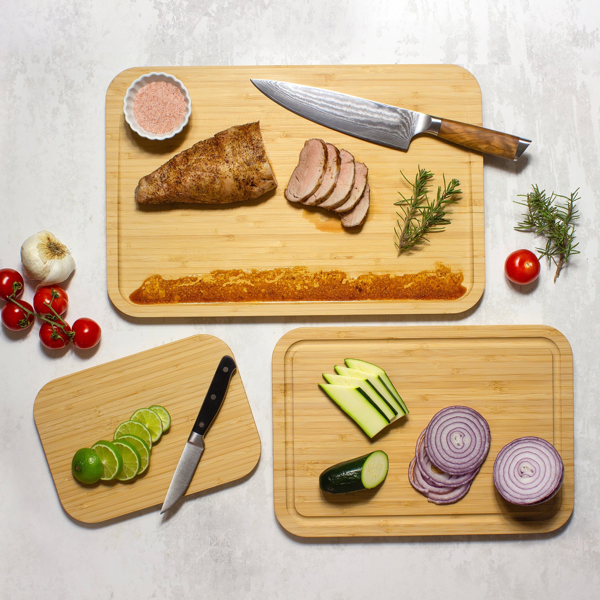 3-Piece Cutting Board Set with Juice Grooves