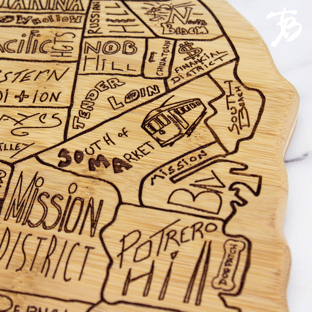 San Francisco Laser Engraved Cutting and Serving Board