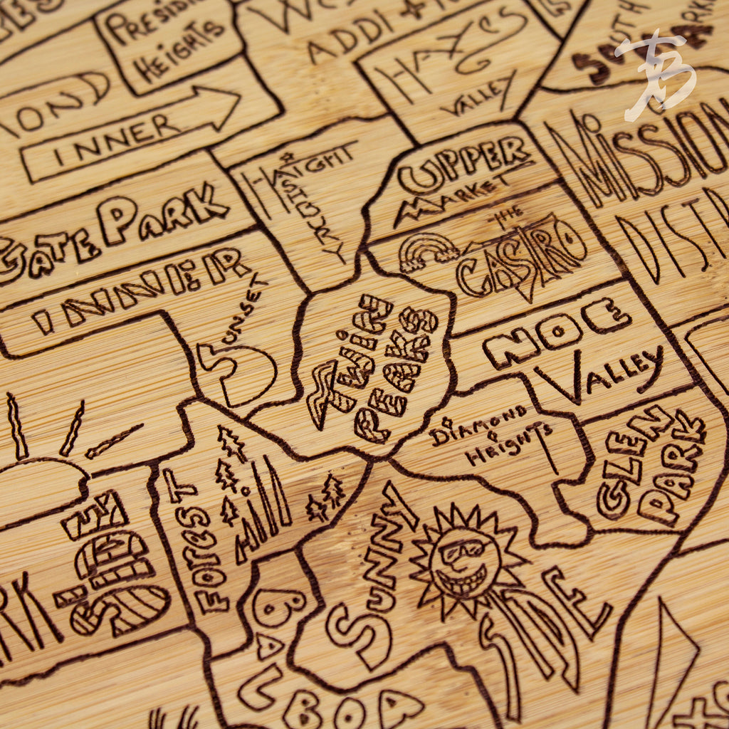 San Francisco Laser Engraved Cutting and Serving Board