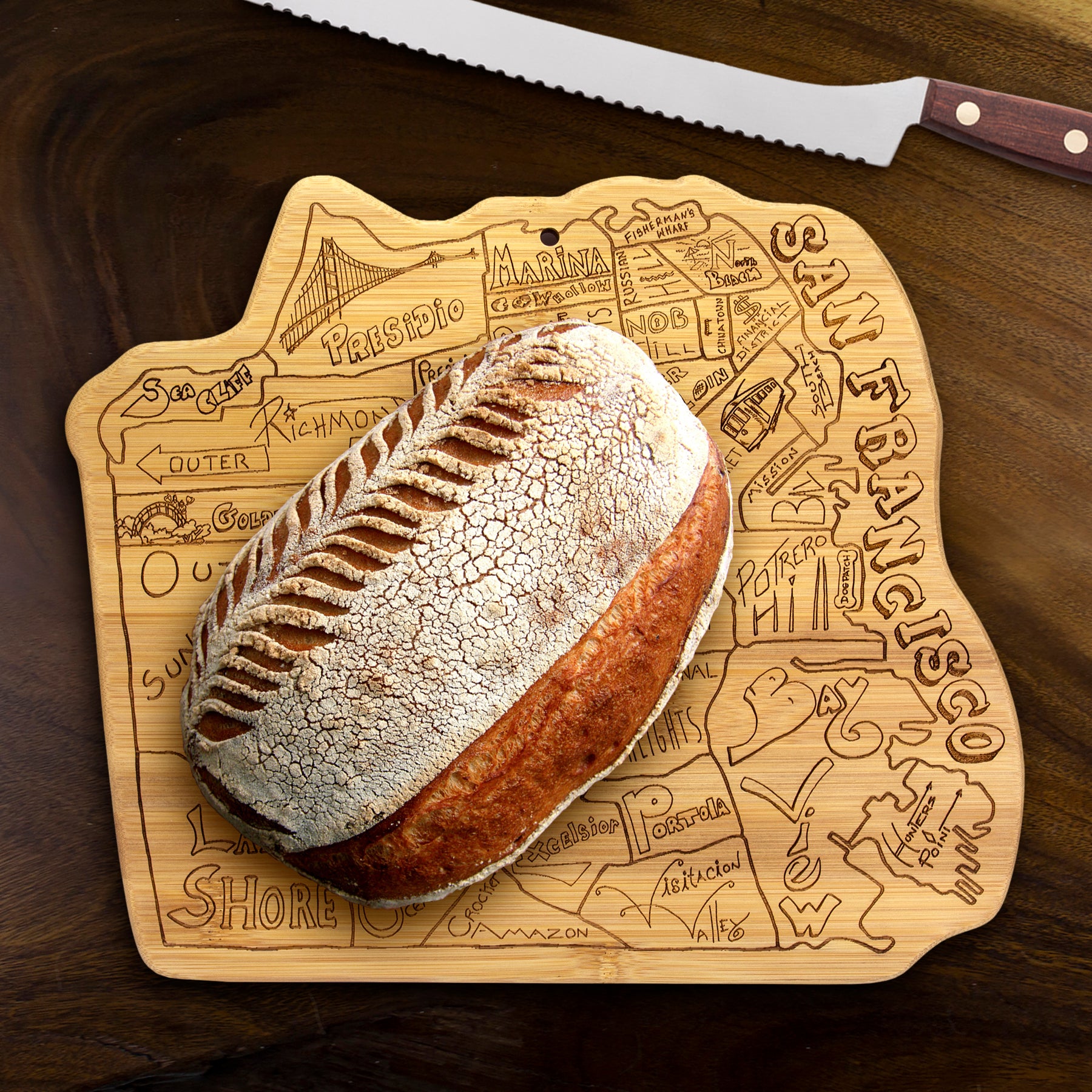 San Francisco Laser Engraved Cutting and Serving Board