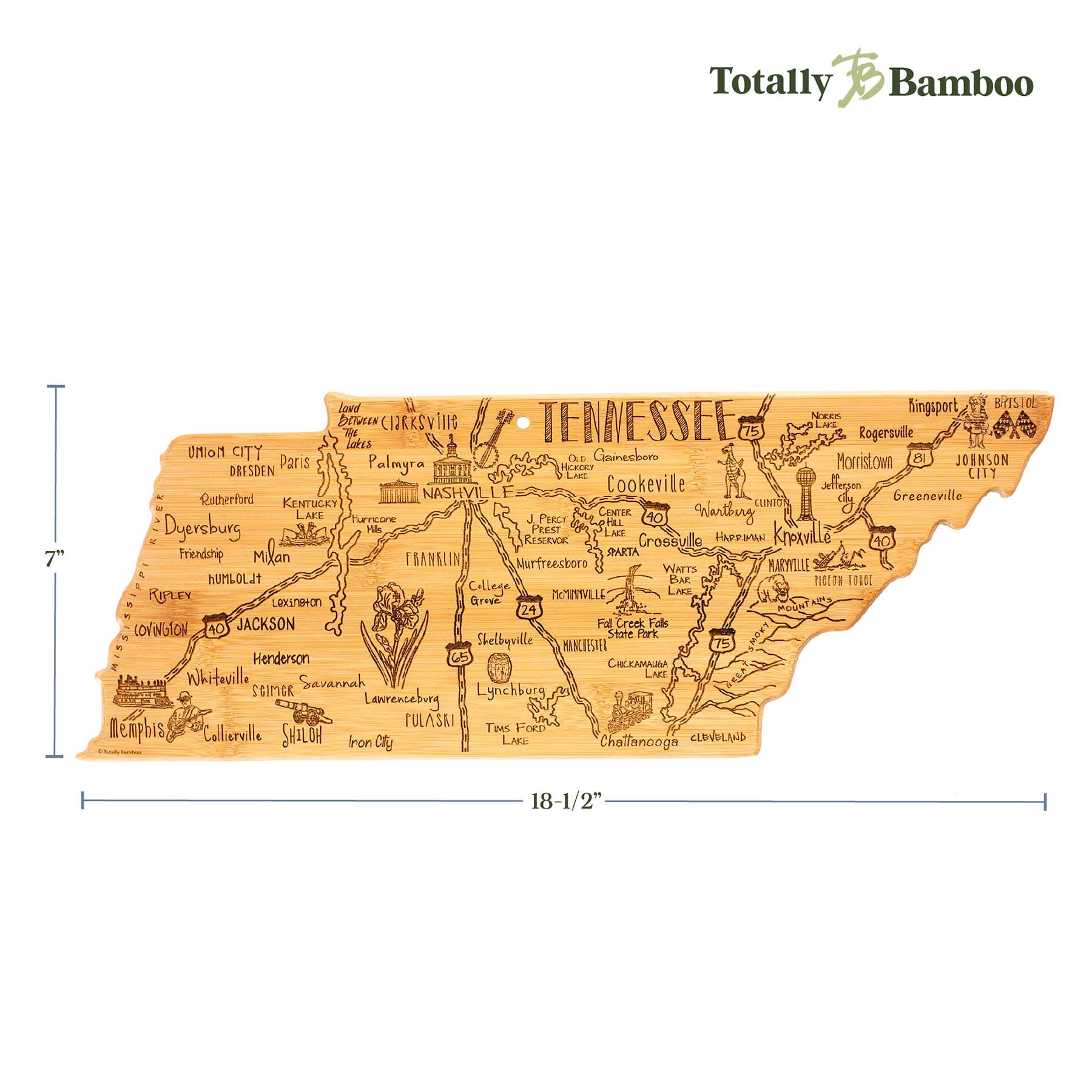 Destination Tennessee Cutting Board, 18-1/2" x 7"