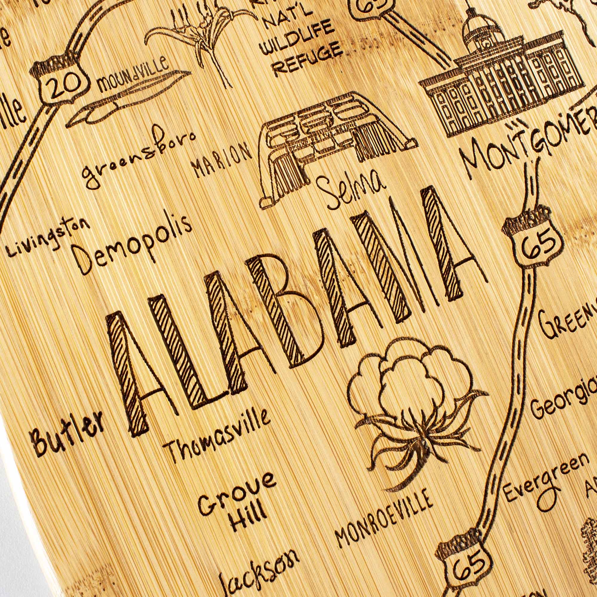 Destination Alabama Cutting Board, 10" x 15-3/4"