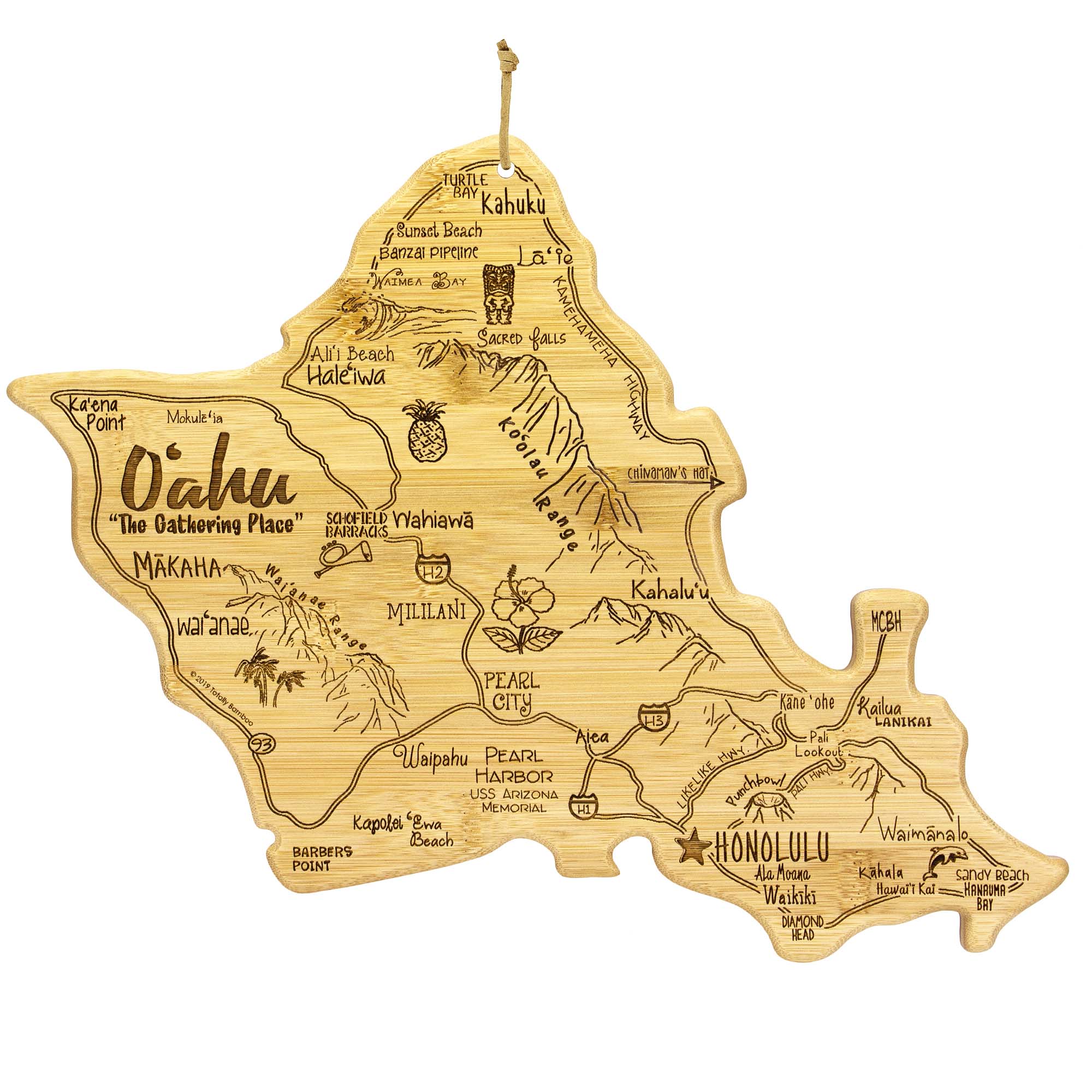 Destination Oahu Cutting Board, 14" x 11"