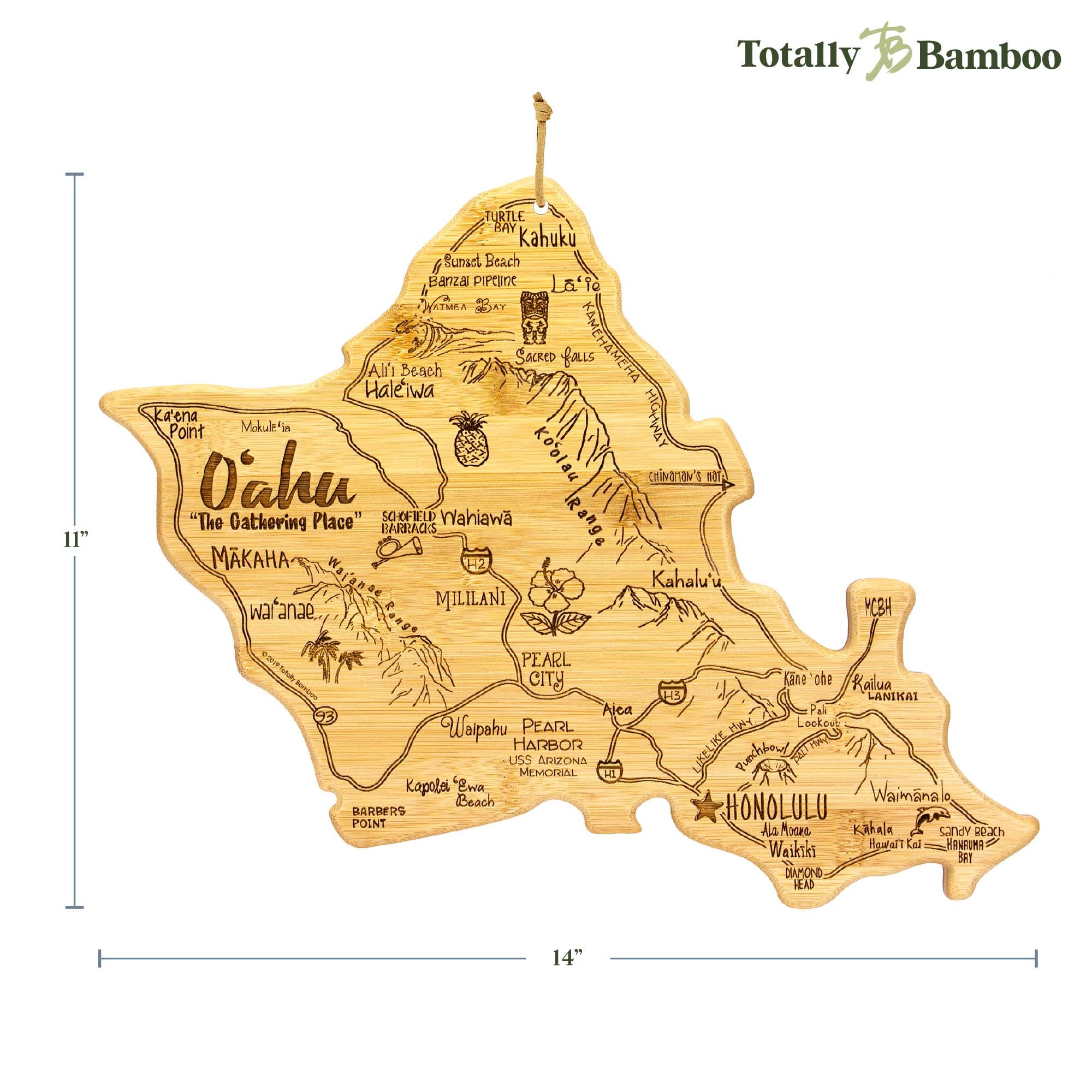 Destination Oahu Cutting Board, 14" x 11"