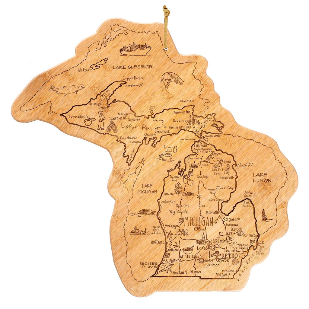 Destination Michigan Cutting Board, 16-3/4" x 16-1/2"