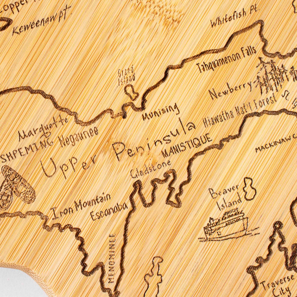 Destination Michigan Cutting Board, 16-3/4" x 16-1/2"
