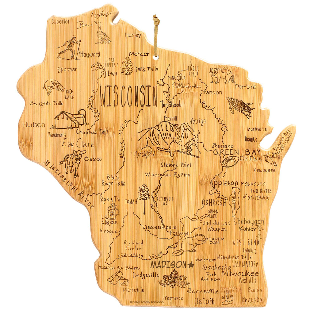 Destination Wisconsin Cutting Board, 12" x 13"