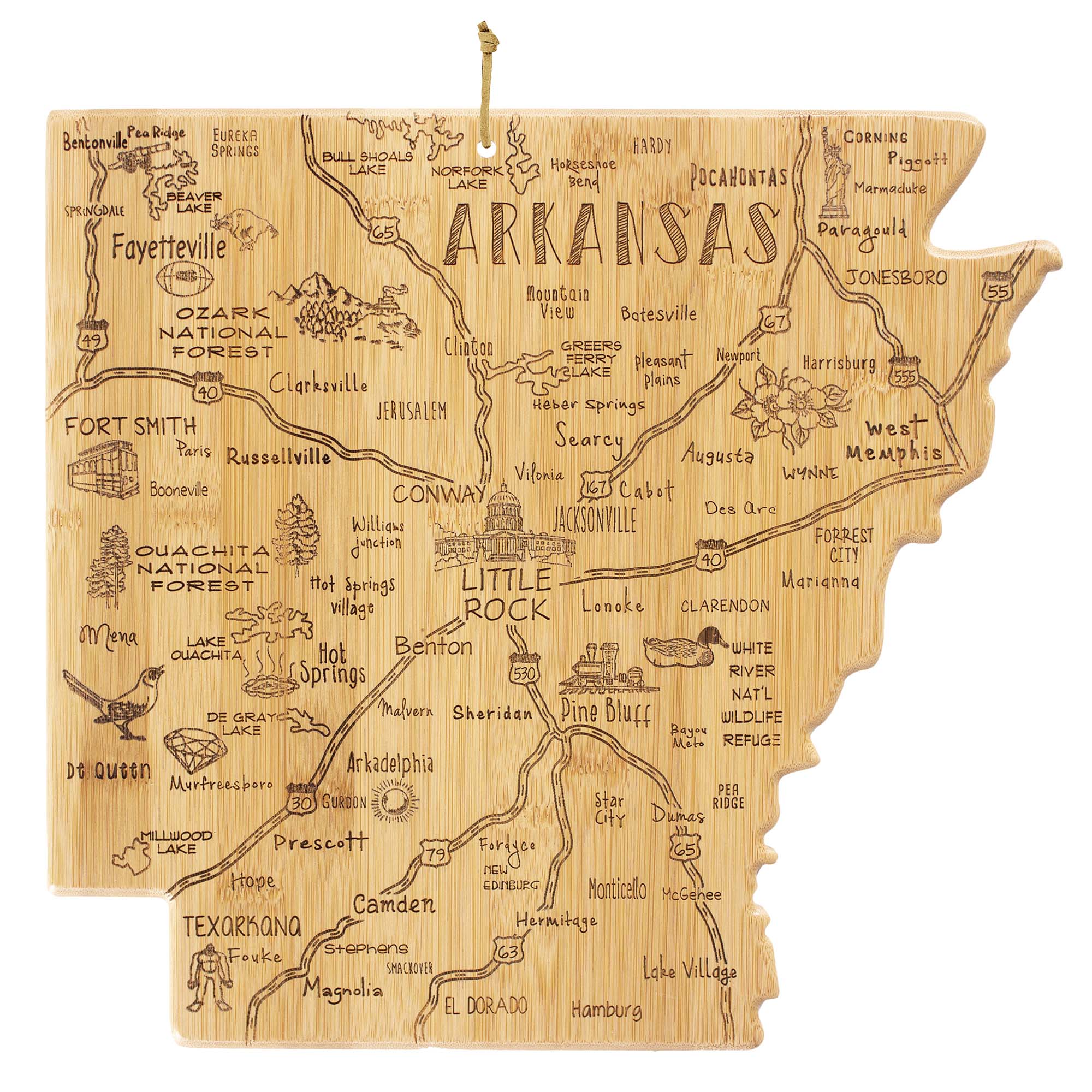 Destination Arkansas Cutting Board, 13" x 12"
