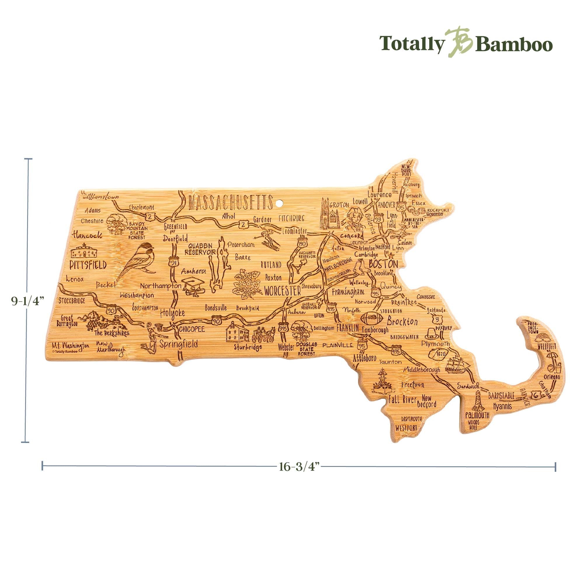 Destination Massachusetts Cutting Board, 16-3/4" x 9-1/4"