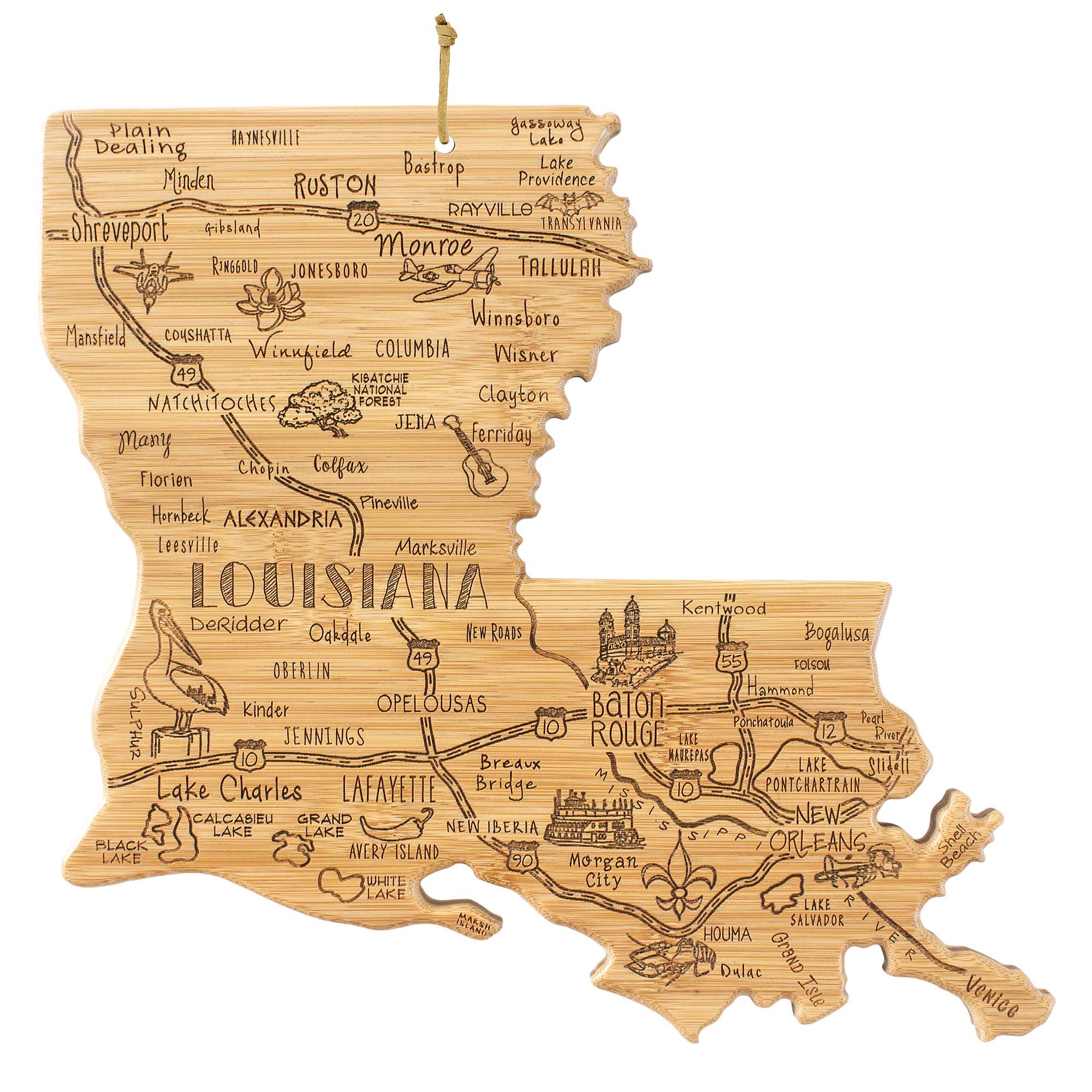Destination Louisiana Cutting Board, 13" x 12"