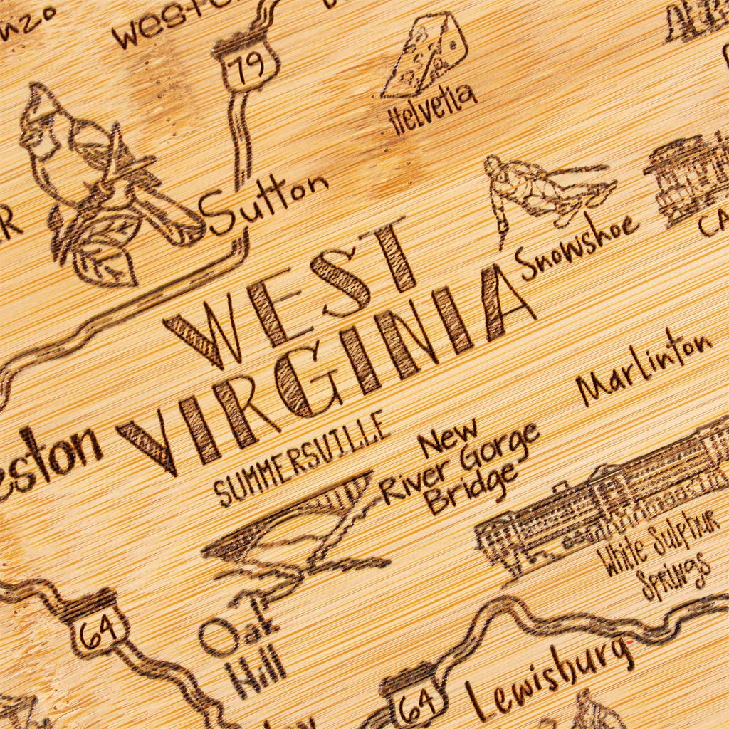Destination West Virginia Cutting Board, 13-1/2" x 11-3/4"