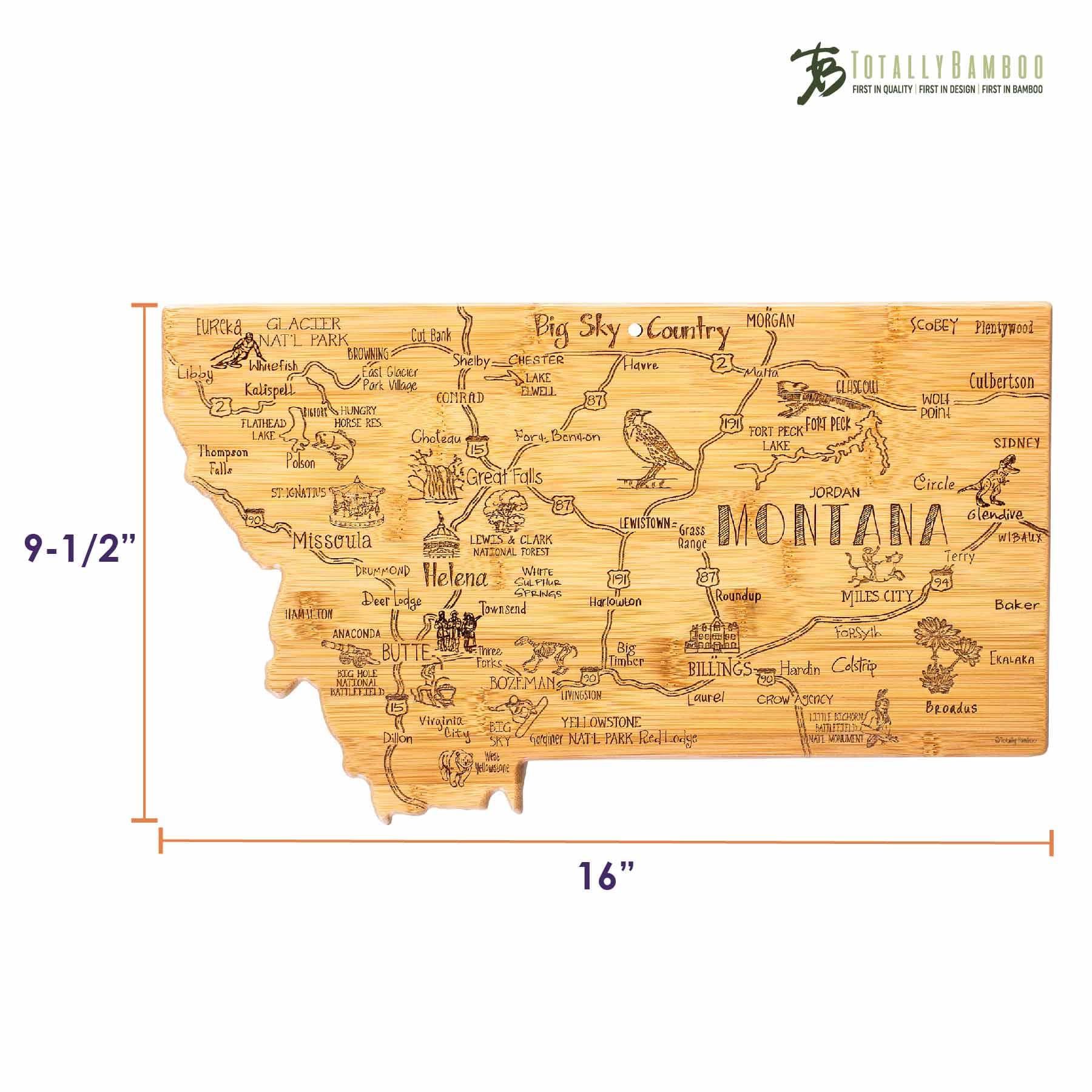 Destination Montana Cutting Board, 16" x 9-1/2"